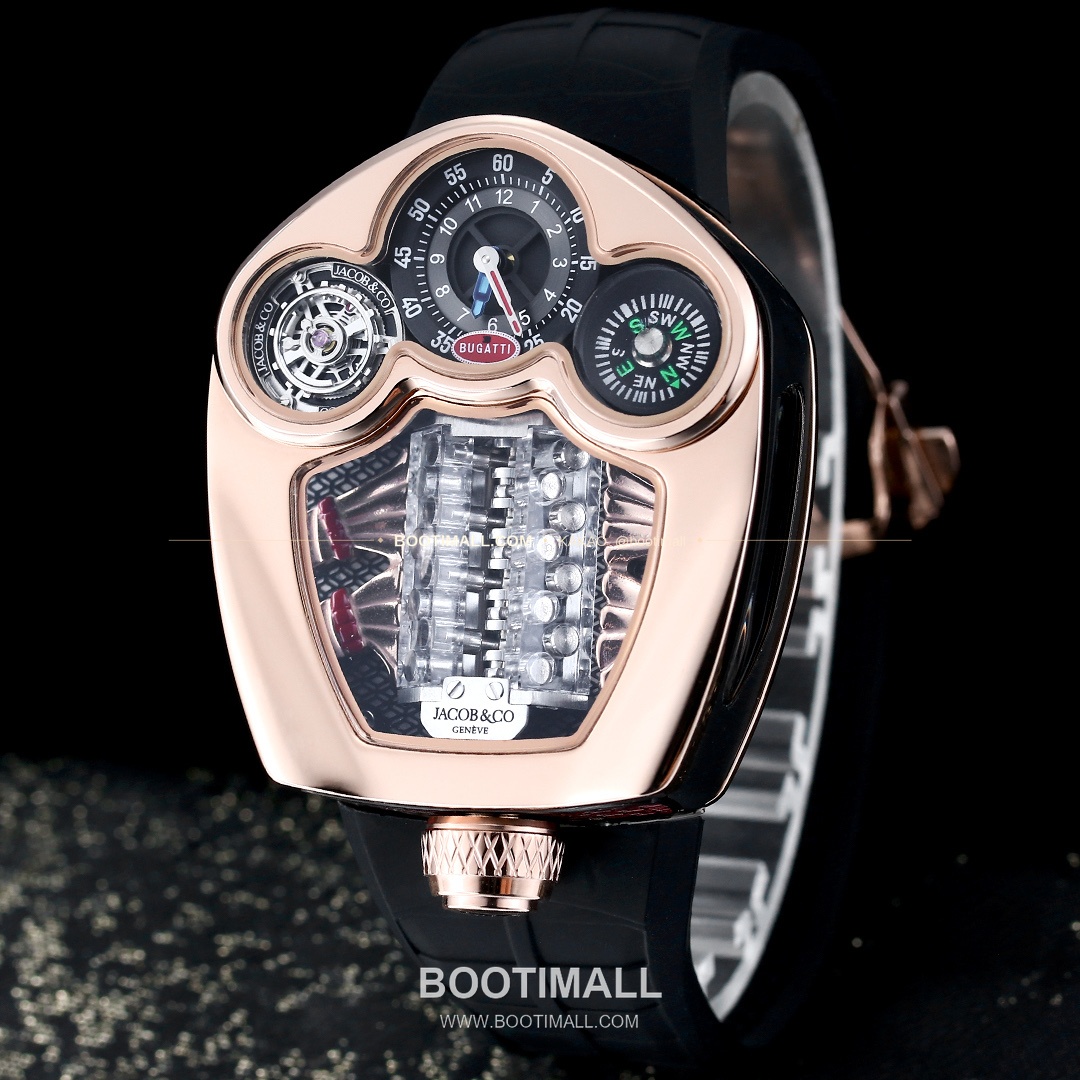 제이콥앤코 부가티 투르비용 W16 엔진 스켈레톤 오토매틱 Jacob & Co Bugatti Tourbillon W16 Engine Skeleton Automatic 55mm 1
