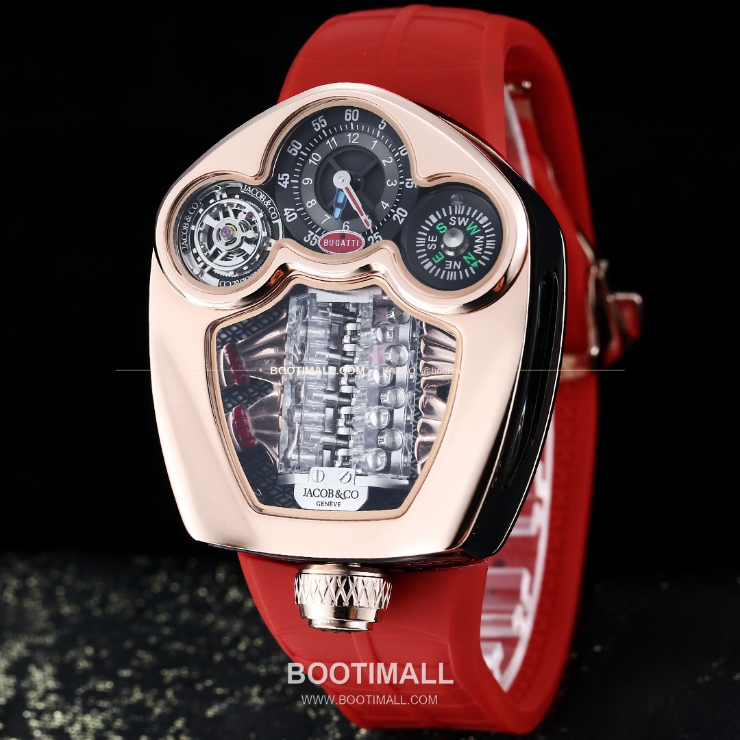 제이콥앤코 부가티 투르비용 W16 엔진 스켈레톤 오토매틱 Jacob & Co Bugatti Tourbillon W16 Engine Skeleton Automatic 55mm 2