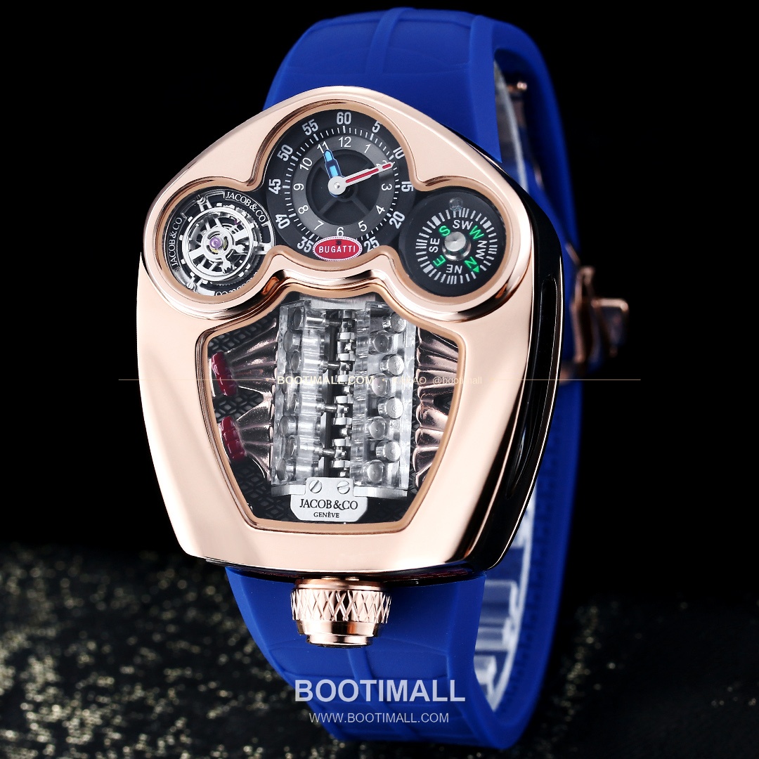 제이콥앤코 부가티 투르비용 W16 엔진 스켈레톤 오토매틱 Jacob & Co Bugatti Tourbillon W16 Engine Skeleton Automatic 55mm 3