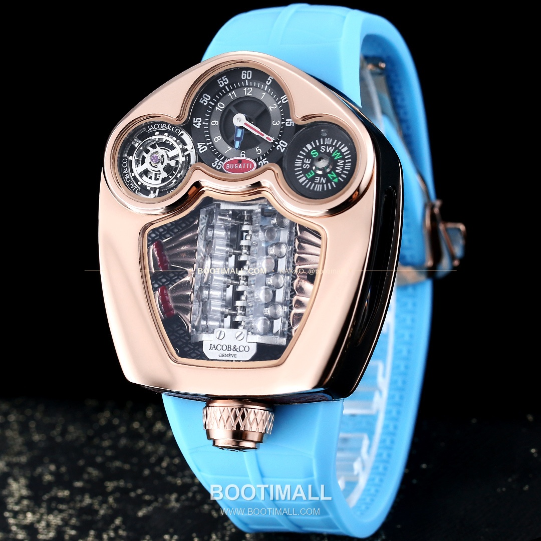 제이콥앤코 부가티 투르비용 W16 엔진 스켈레톤 오토매틱 Jacob & Co Bugatti Tourbillon W16 Engine Skeleton Automatic 55mm 5