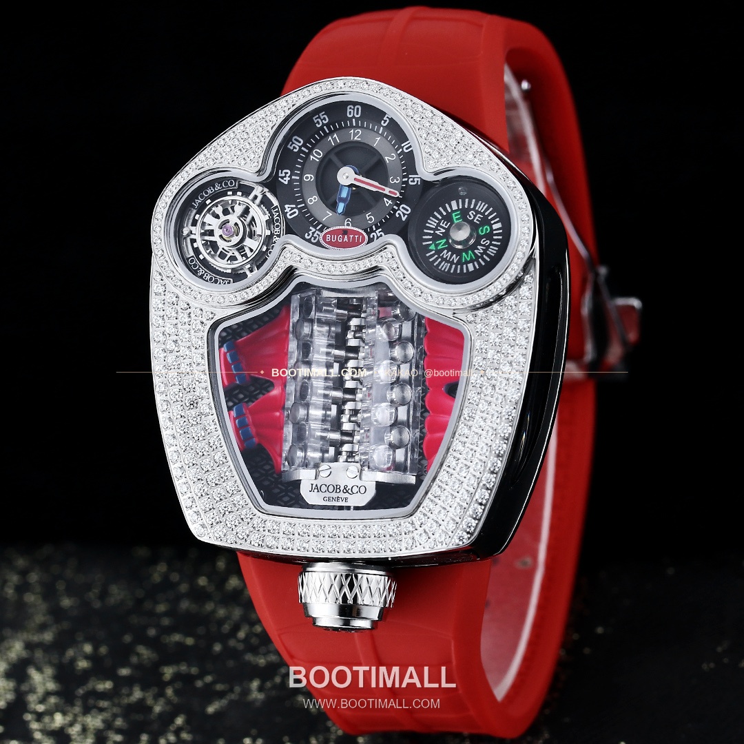 제이콥앤코 부가티 투르비용 W16 엔진 스켈레톤 오토매틱 Jacob & Co Bugatti Tourbillon W16 Engine Skeleton Automatic 55mm 2