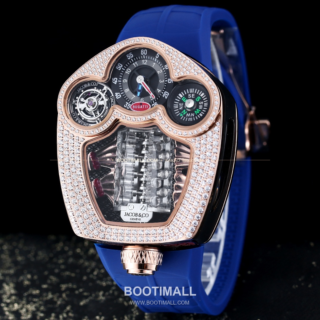 제이콥앤코 부가티 투르비용 W16 엔진 스켈레톤 오토매틱 Jacob & Co Bugatti Tourbillon W16 Engine Skeleton Automatic 55mm 3