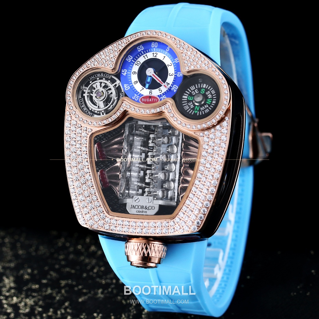 제이콥앤코 부가티 투르비용 W16 엔진 스켈레톤 오토매틱 Jacob & Co Bugatti Tourbillon W16 Engine Skeleton Automatic 55mm 5
