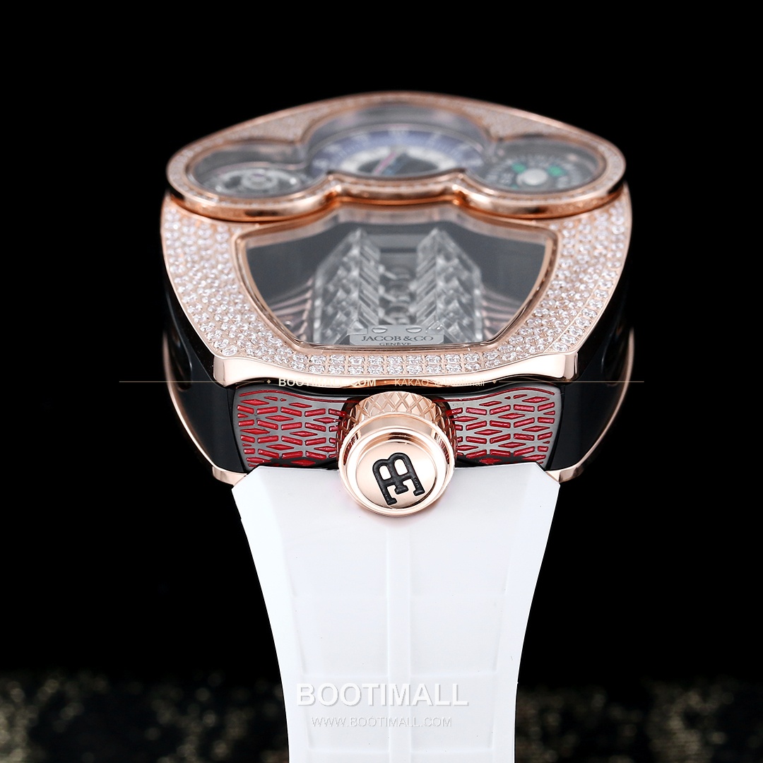 제이콥앤코 부가티 투르비용 W16 엔진 스켈레톤 오토매틱 Jacob & Co Bugatti Tourbillon W16 Engine Skeleton Automatic 55mm 6