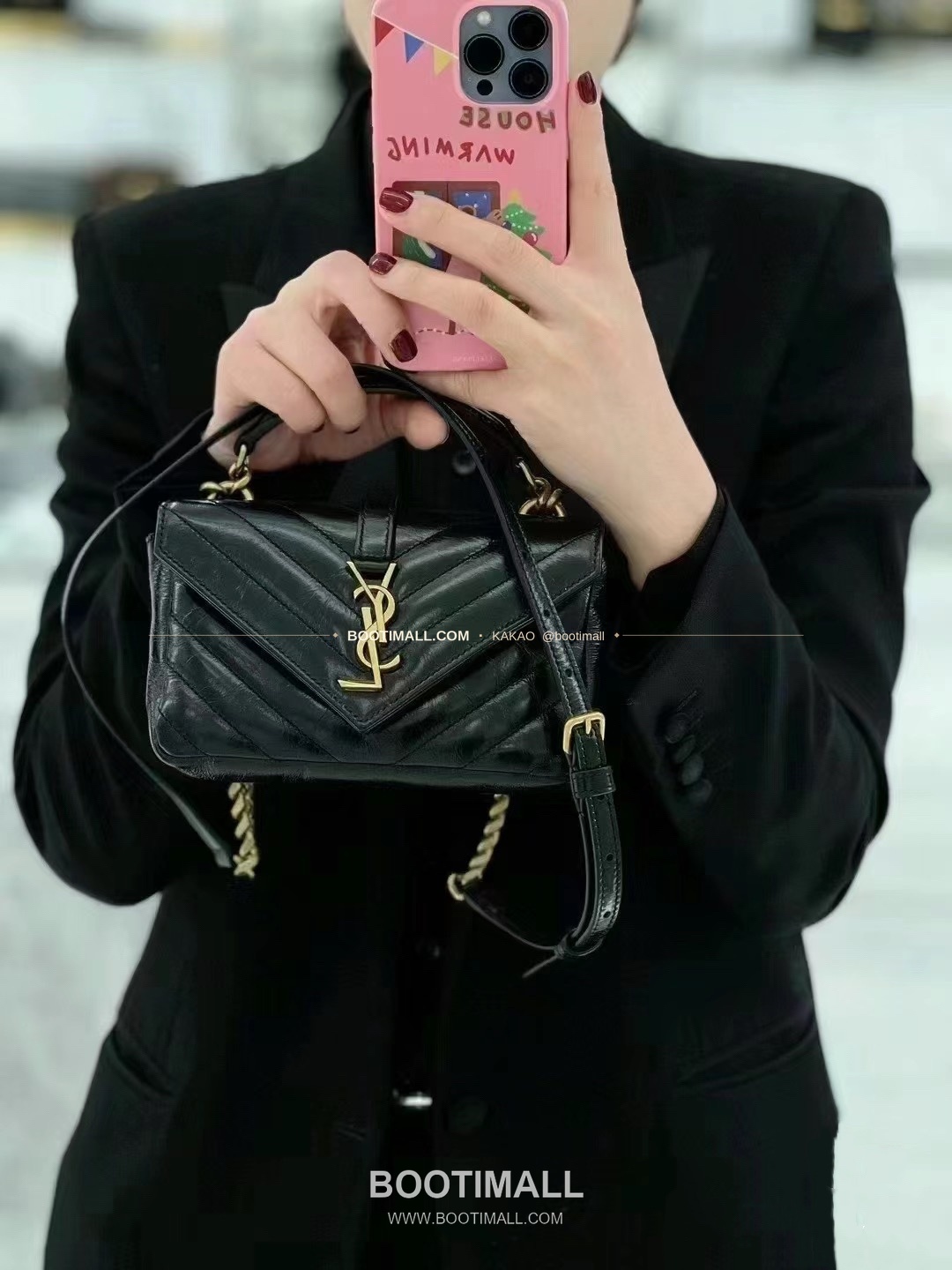 생로랑 컬리지 카프스킨 카산드라 퀼팅 체인 숄더백 Saint Laurent College Calfskin Cassandre Quilted Chain Shoulder Bag 779430 20cm 3