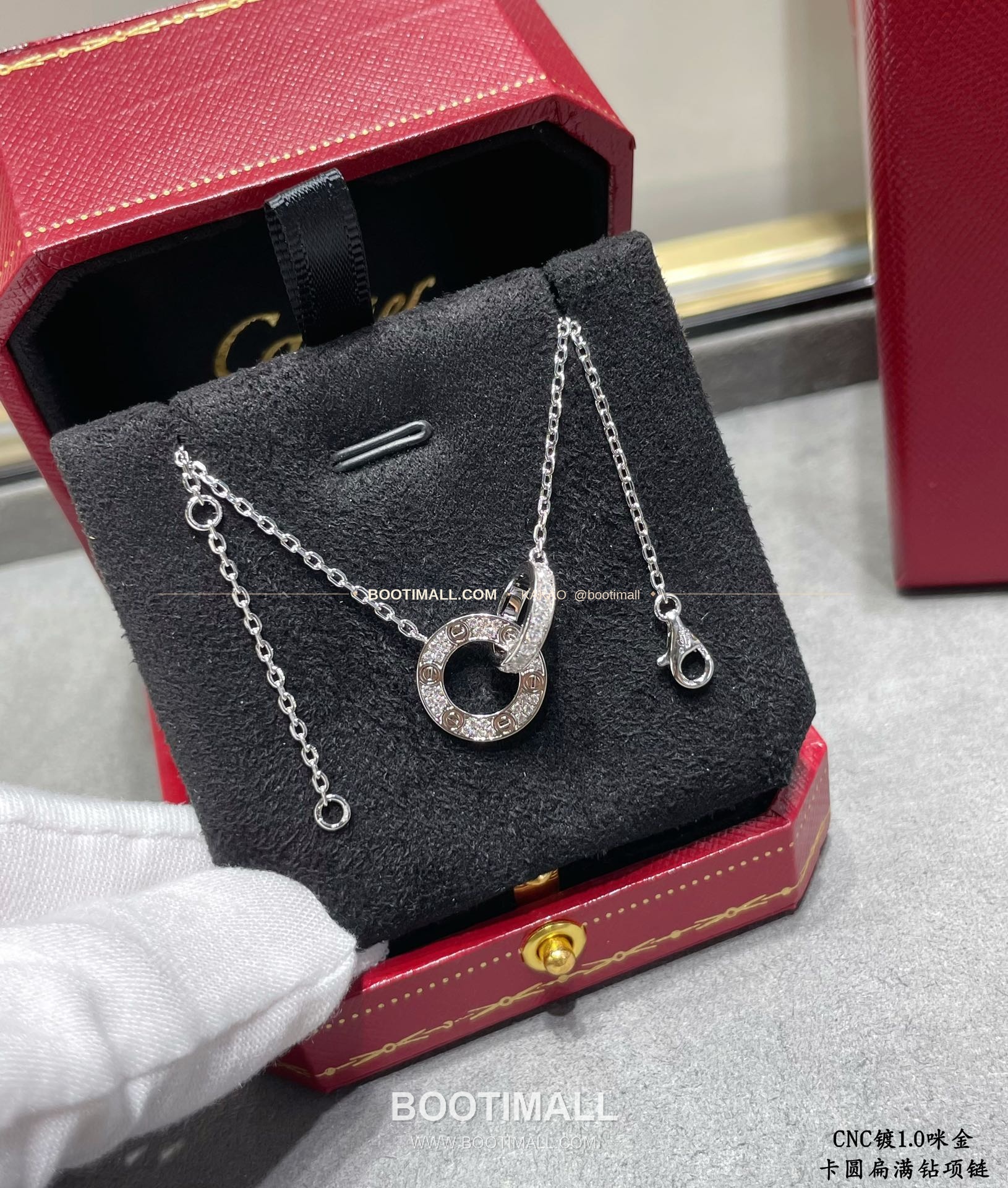 까르띠에 라운드 더블 링 리버서블 다이아 팬던트 V 골드 네크리스 Cartier Round Double Ring Reversible Diamond Pendant V Gold Necklace 3250270 7