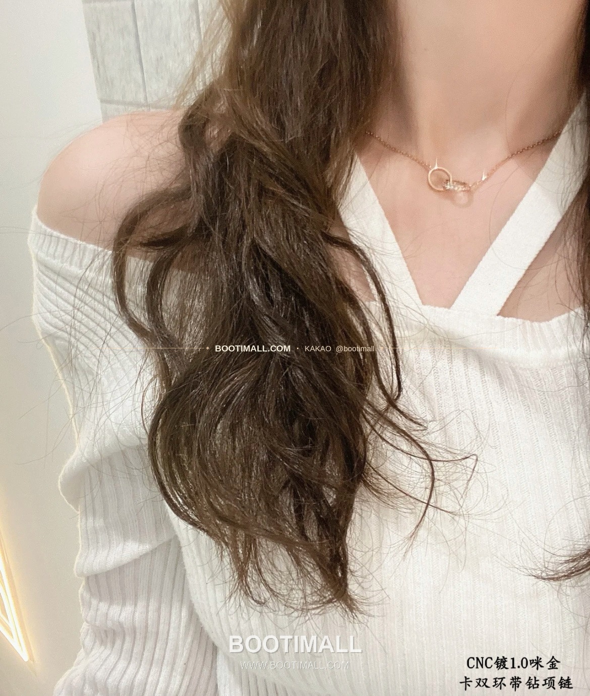 까르띠에 더블 링 다이아 팬던트 V 골드 네크리스 Cartier Double Ring Diamond Pendant V Gold Necklace 5140210 3