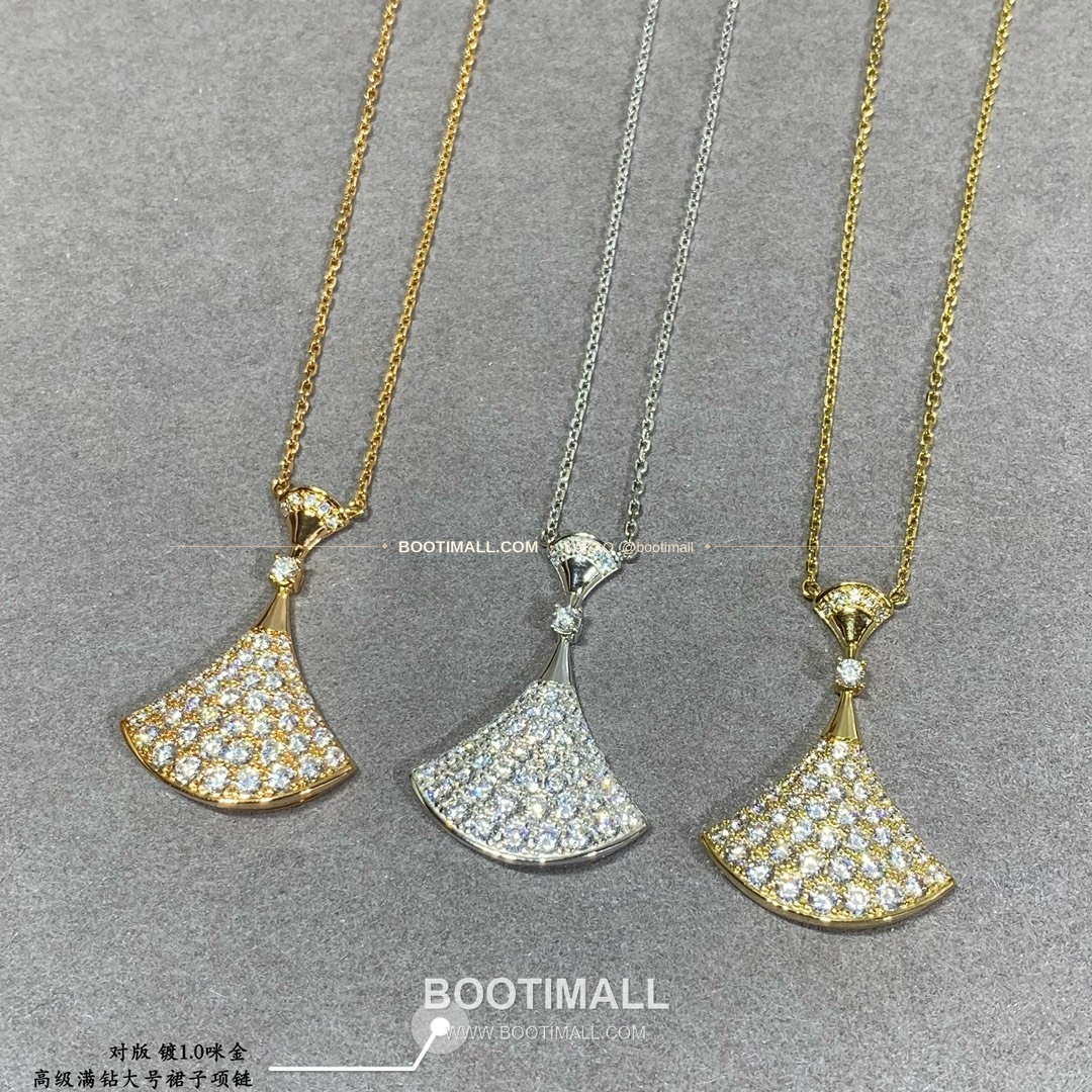 불가리 디바스 드림 팬 쉐입 풀 다이아 V 골드 네크리스 Bulgari Divas' Dream Fan Shape Full Diamond V Gold Necklace 5140270 8