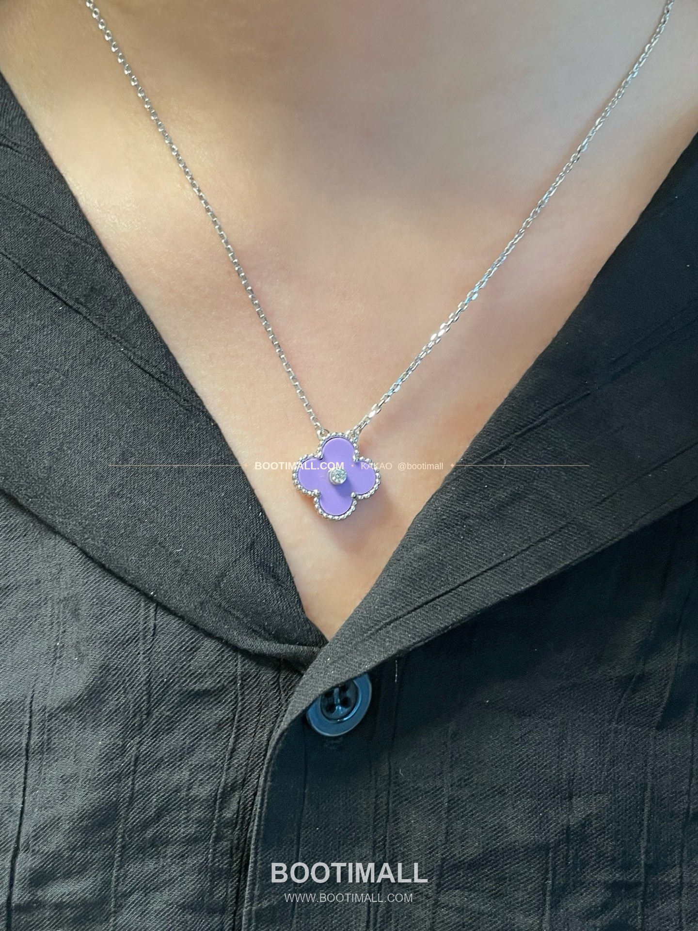 반클리프앤아펠 알함브라 퍼플 칼세도니 다이아 클로버 네크리스 Van Cleef & Arpels Alhambra Purple Chalcedony Diamond Clover Necklace 5140220 1