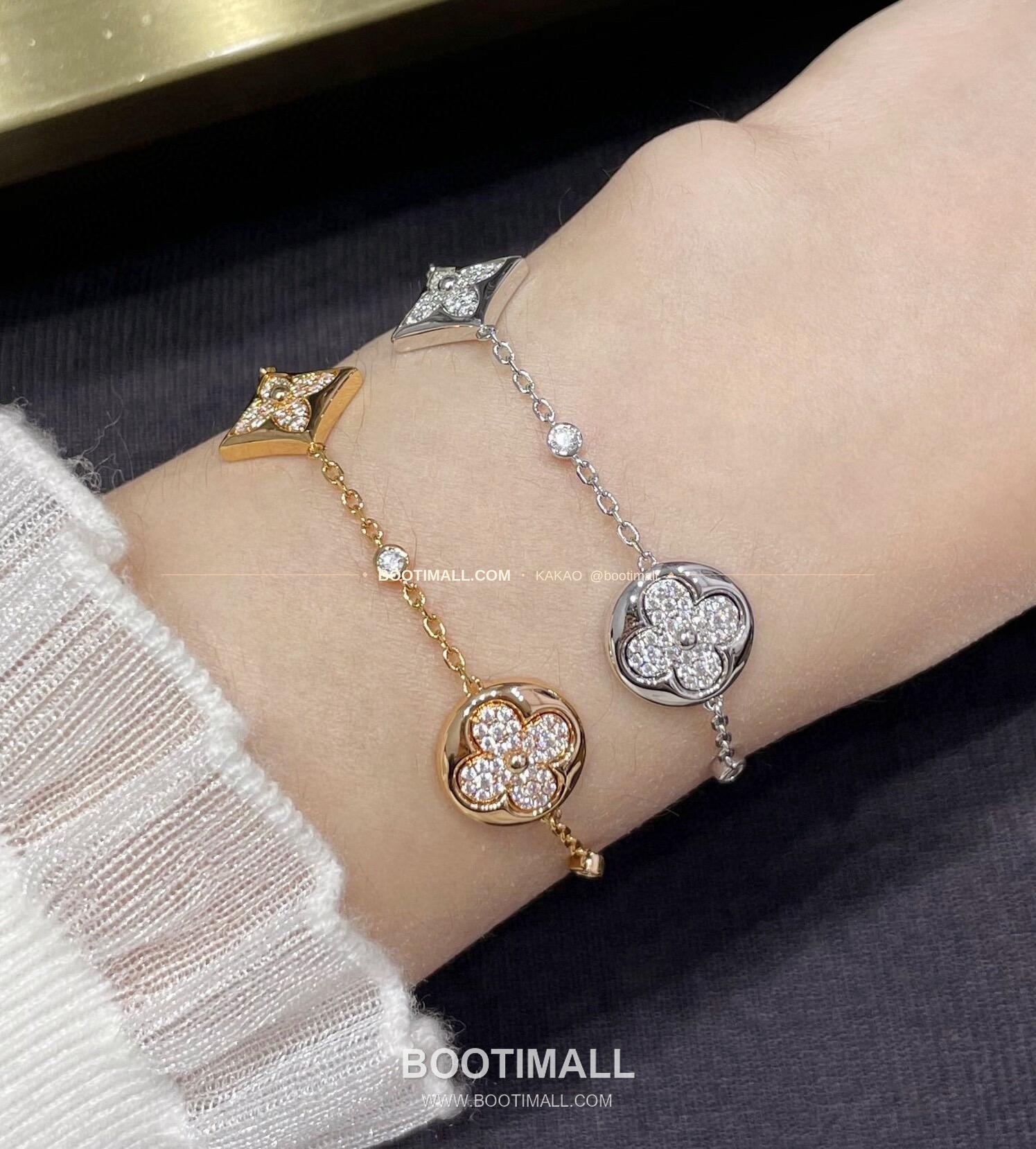 루이비통 모노그램 플라워 풀 다이아 V 골드 브레이슬릿 Louis Vuitton Monogram Flower Full Diamond V Gold Bracelet 5