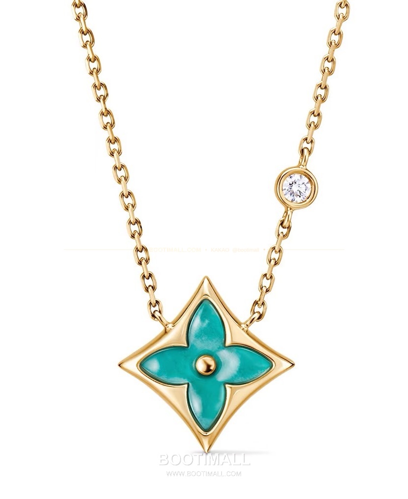 루이비통 모노그램 플라워 아마조나이트 V 골드 네크리스 Louis Vuitton Monogram Flower Amazonite V Gold Necklace 1