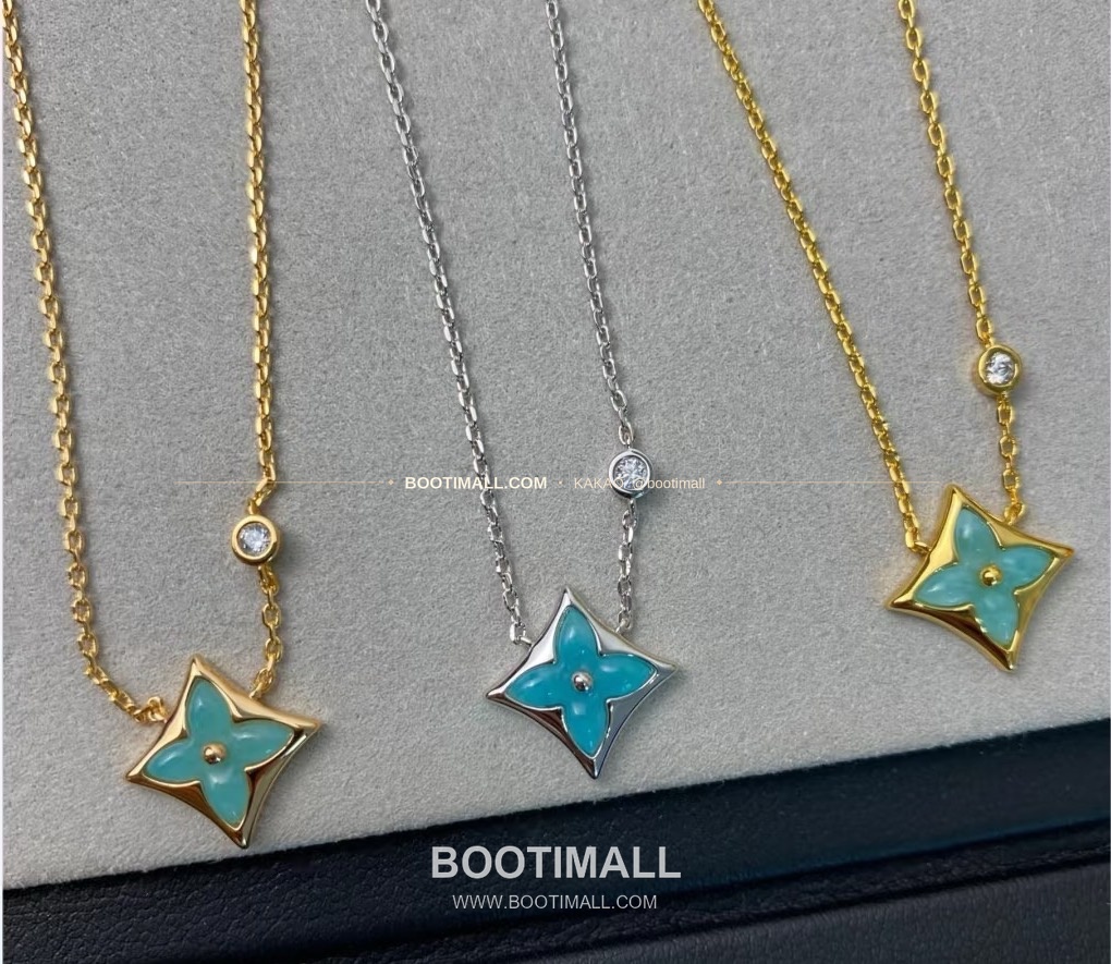 루이비통 모노그램 플라워 아마조나이트 V 골드 네크리스 Louis Vuitton Monogram Flower Amazonite V Gold Necklace 2