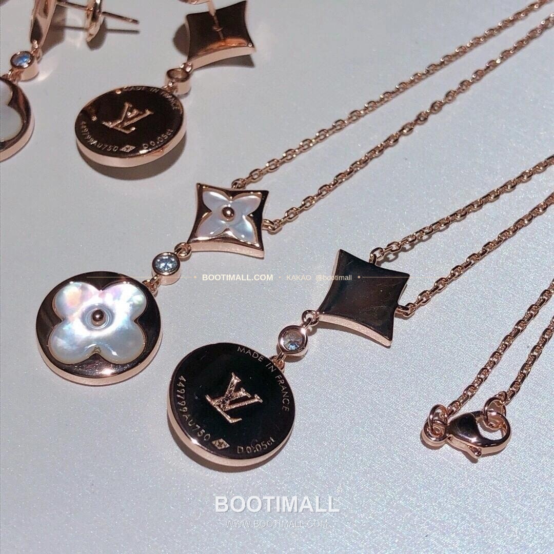 루이비통 모노그램 더블 플라워 V 골드 자개 다이아 네크리스 Louis Vuitton Monogram Double Flower V Gold Mother of Pearl Diamond Necklace 5