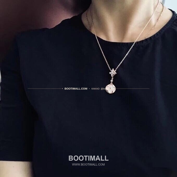 루이비통 모노그램 더블 플라워 V 골드 자개 다이아 네크리스 Louis Vuitton Monogram Double Flower V Gold Mother of Pearl Diamond Necklace 8