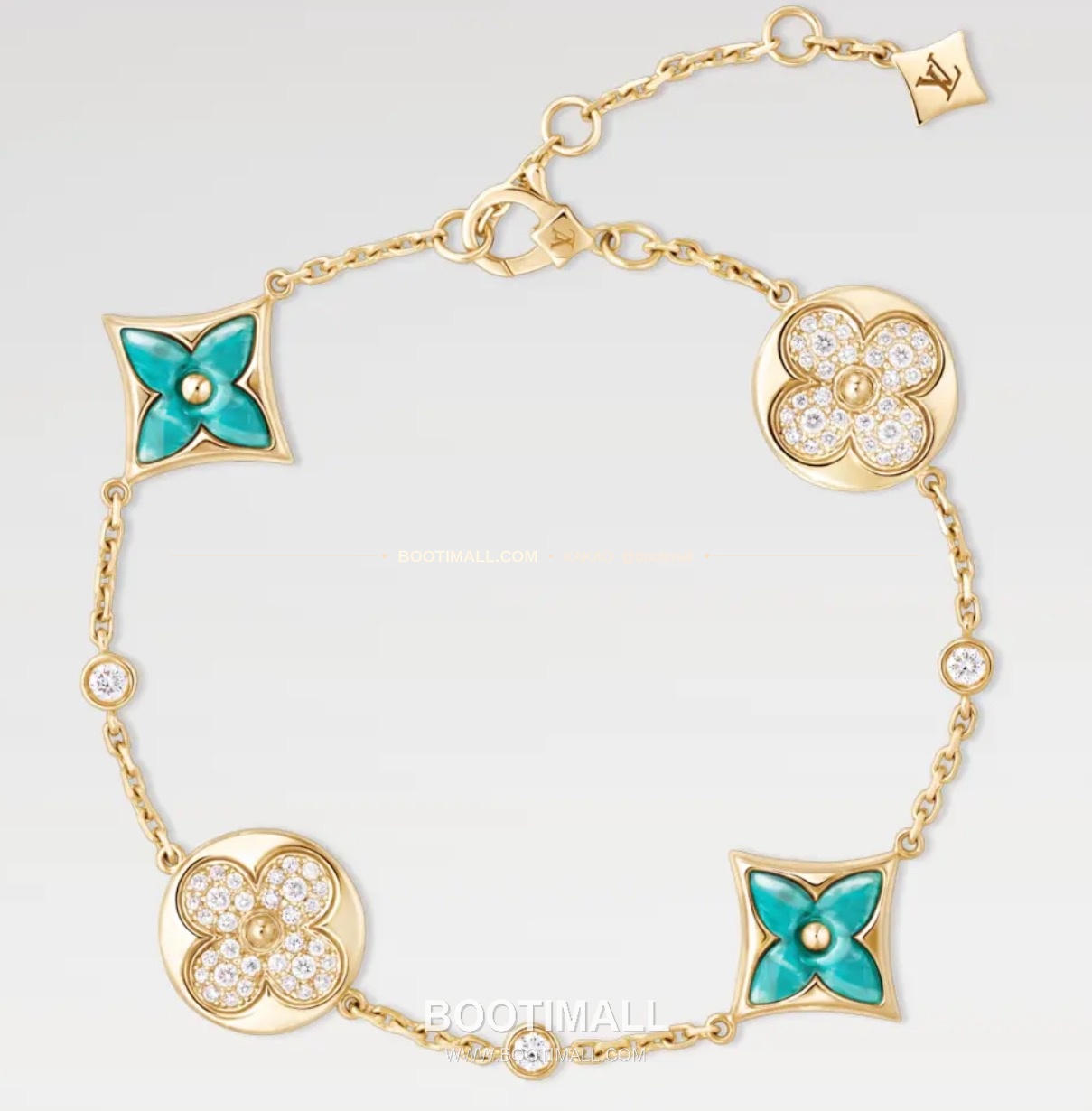루이비통 모노그램 플라워 V 골드 하프 다이아 브레이슬릿 Louis Vuitton Monogram Flower V Gold Half Diamond Bracelet 1