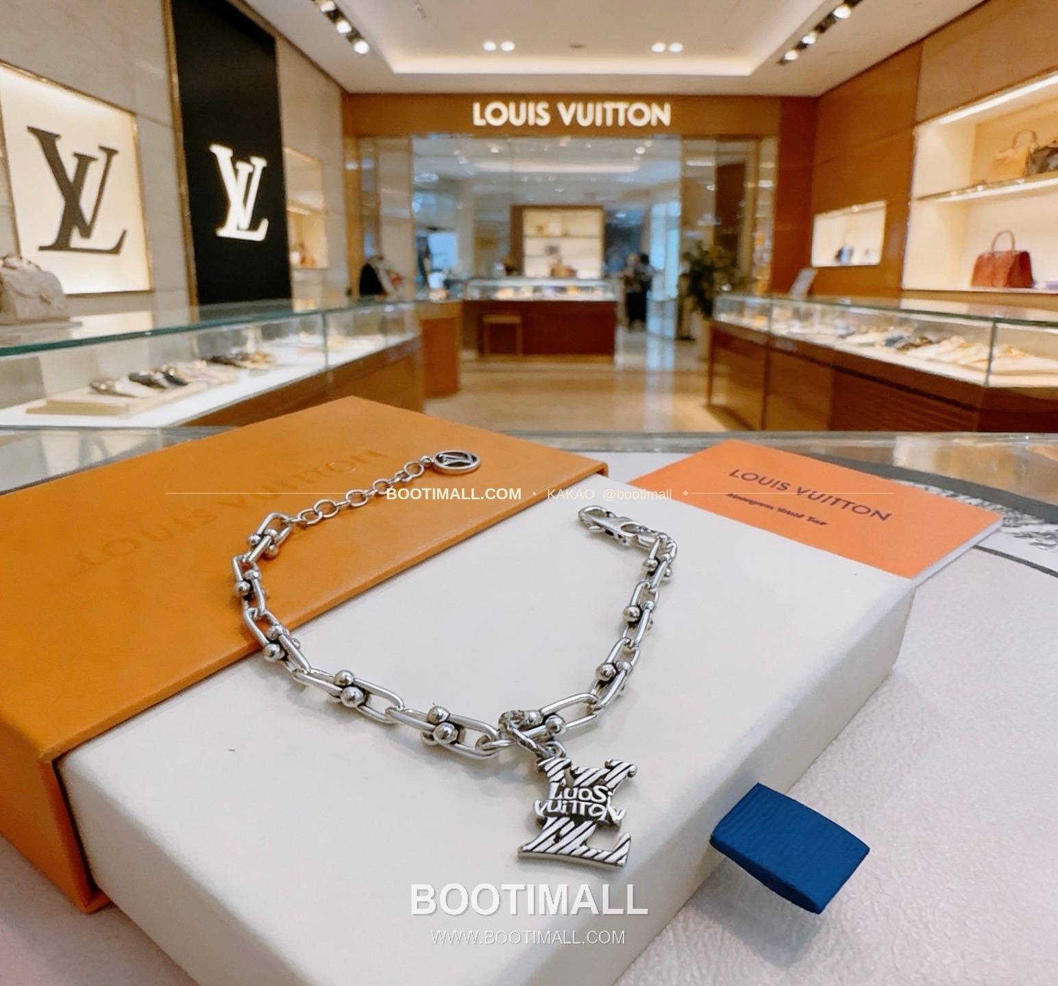 루이비통 빈티지 실버 쿠반 체인 브레이슬릿 Louis Vuitton Vintage Silver Cuban Chain Bracelet 4
