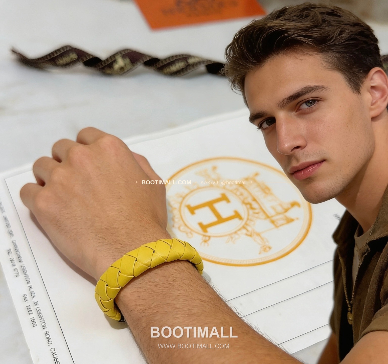 에르메스 앵거 포레스트 가죽 스트랩 18K 골드 브레이슬릿 Hermes Anger Forest Leather Strap 18K Gold Bracelet 6