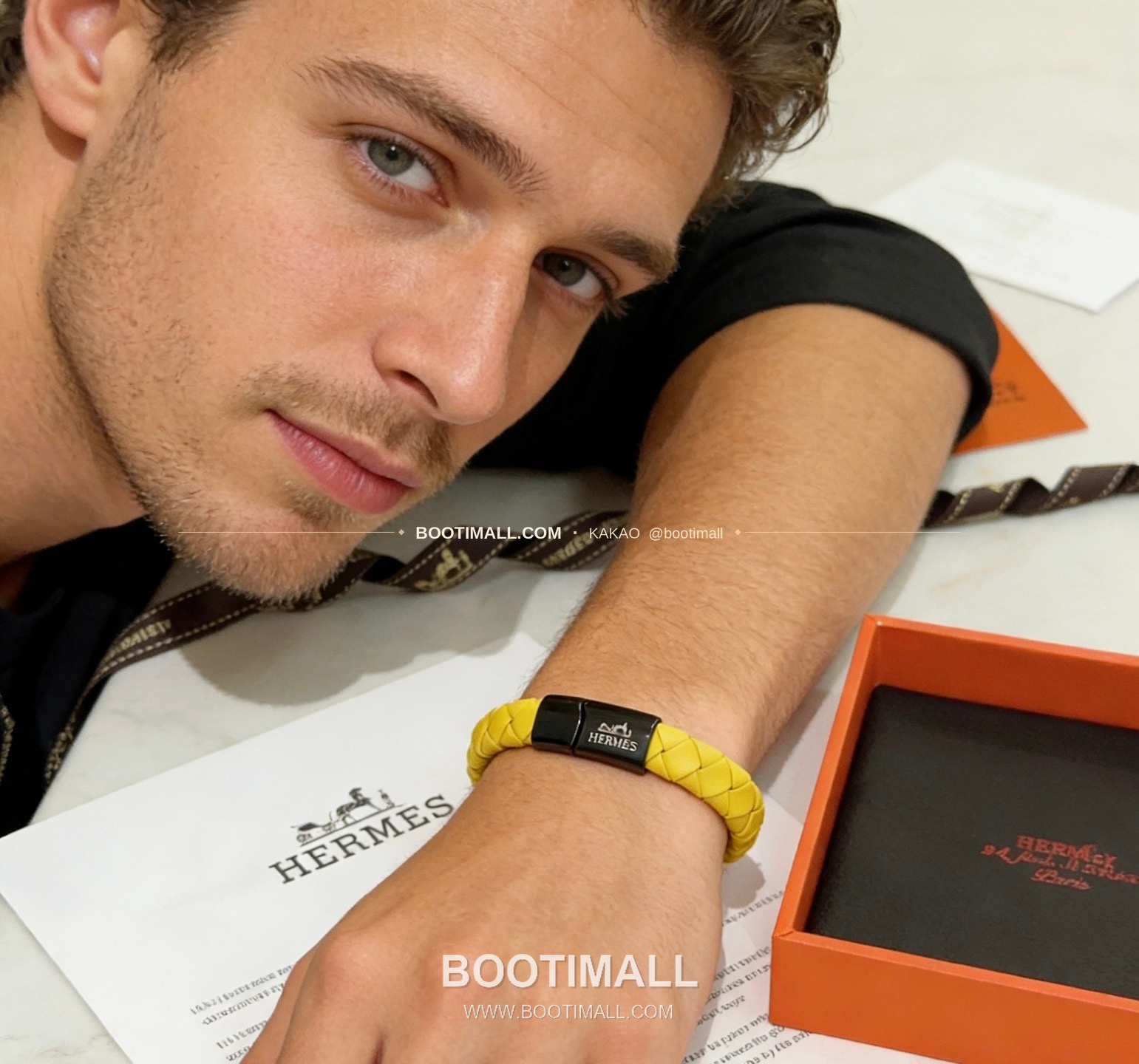 에르메스 앵거 포레스트 가죽 스트랩 18K 골드 브레이슬릿 Hermes Anger Forest Leather Strap 18K Gold Bracelet 8