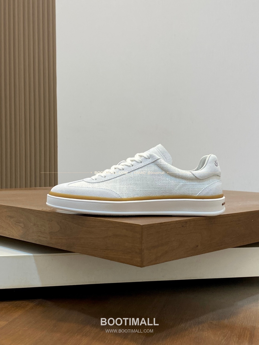 로로피아나 페코라네라 울 레더트림 로고 스니커즈 화이트 Loro Piana Pecora Nera Wool Leather Trim Logo Sneakers 2