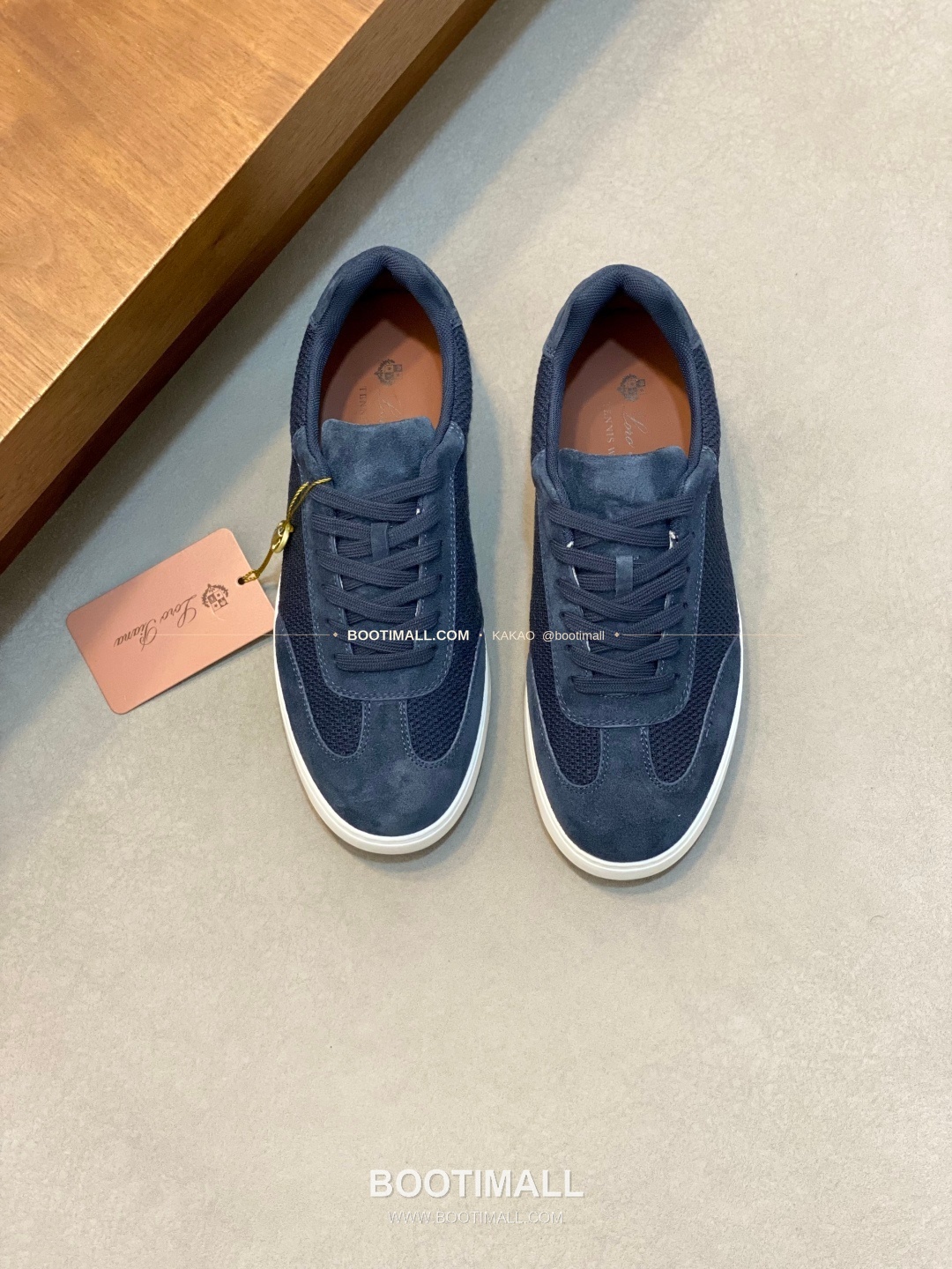 로로피아나 페코라네라 울 레더트림 워크 스니커즈 네이비 Loro Piana Pecora Nera Wool Leather Trim Walk Sneakers 1