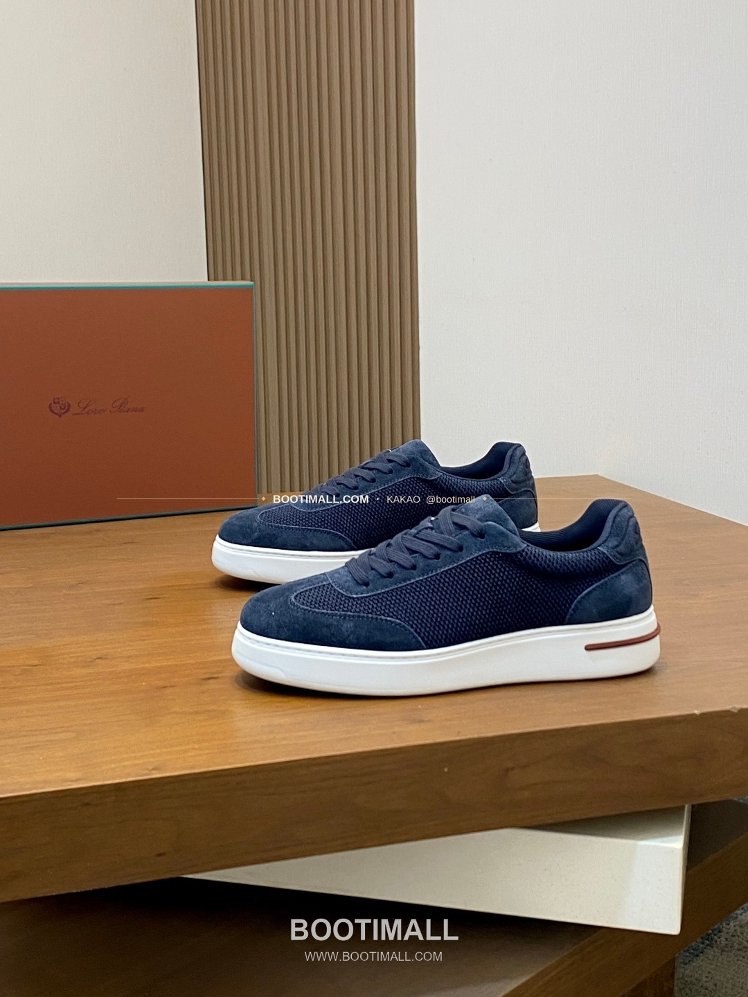 로로피아나 페코라네라 울 레더트림 워크 스니커즈 네이비 Loro Piana Pecora Nera Wool Leather Trim Walk Sneakers 3