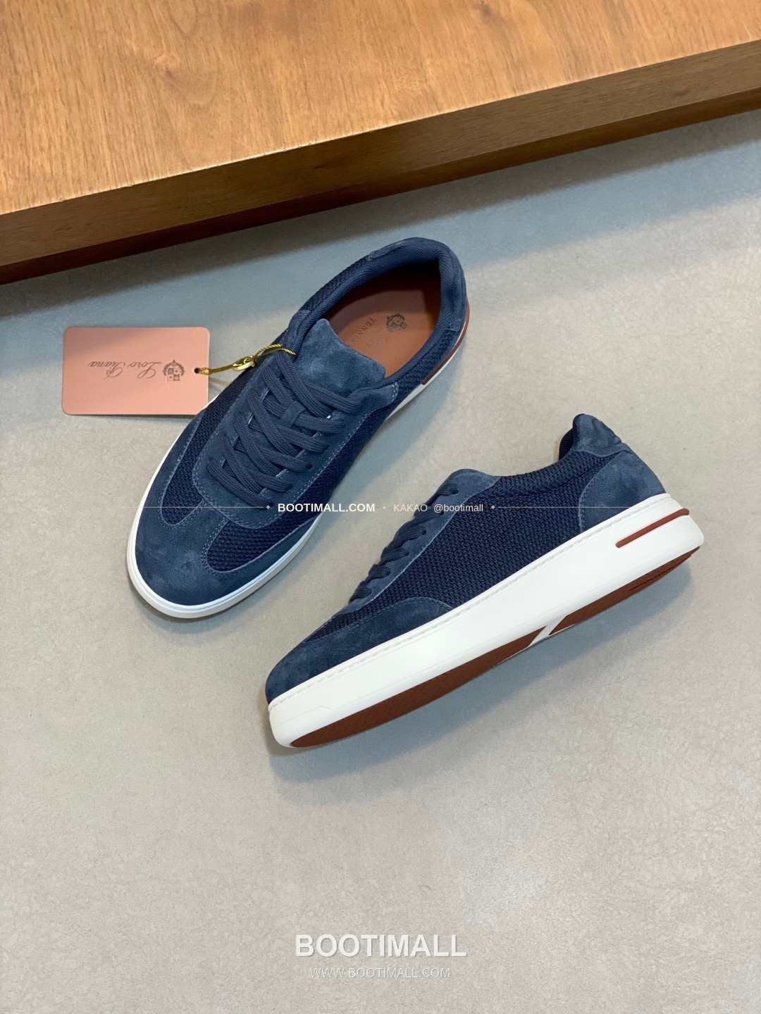 로로피아나 페코라네라 울 레더트림 워크 스니커즈 네이비 Loro Piana Pecora Nera Wool Leather Trim Walk Sneakers 5