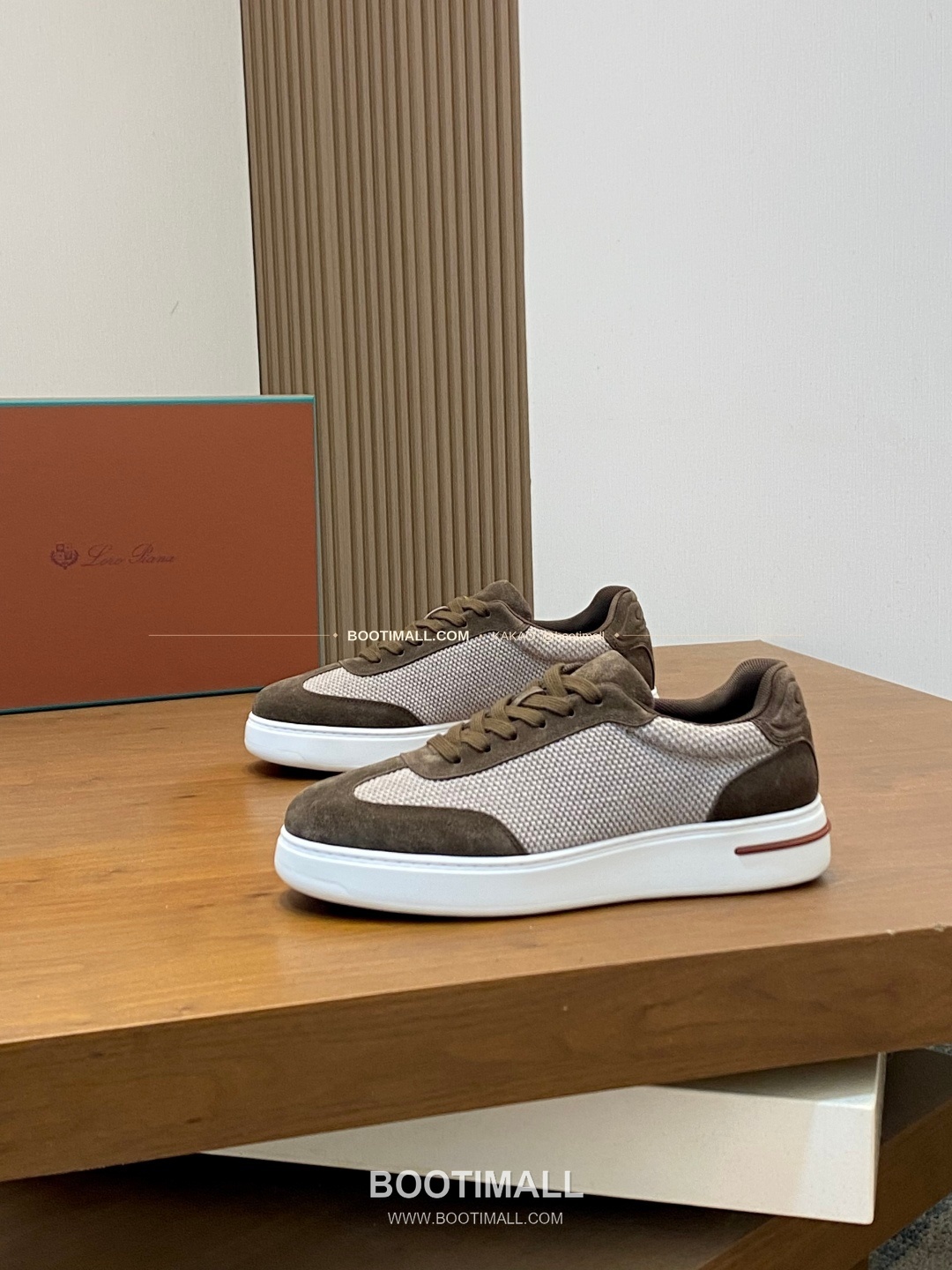 로로피아나 페코라네라 울 레더트림 워크 스니커즈 브라운 Loro Piana Pecora Nera Wool Leather Trim Walk Sneakers 3