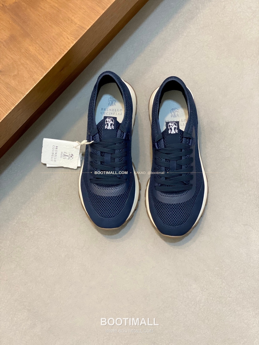 브루넬로쿠치넬리 송아지가죽 스웨이드 레더 믹스 슬립온 스니커즈 네이비 Brunello Cucinelli Calfskin Suede Leather Mix Slip-On Sneakers 1