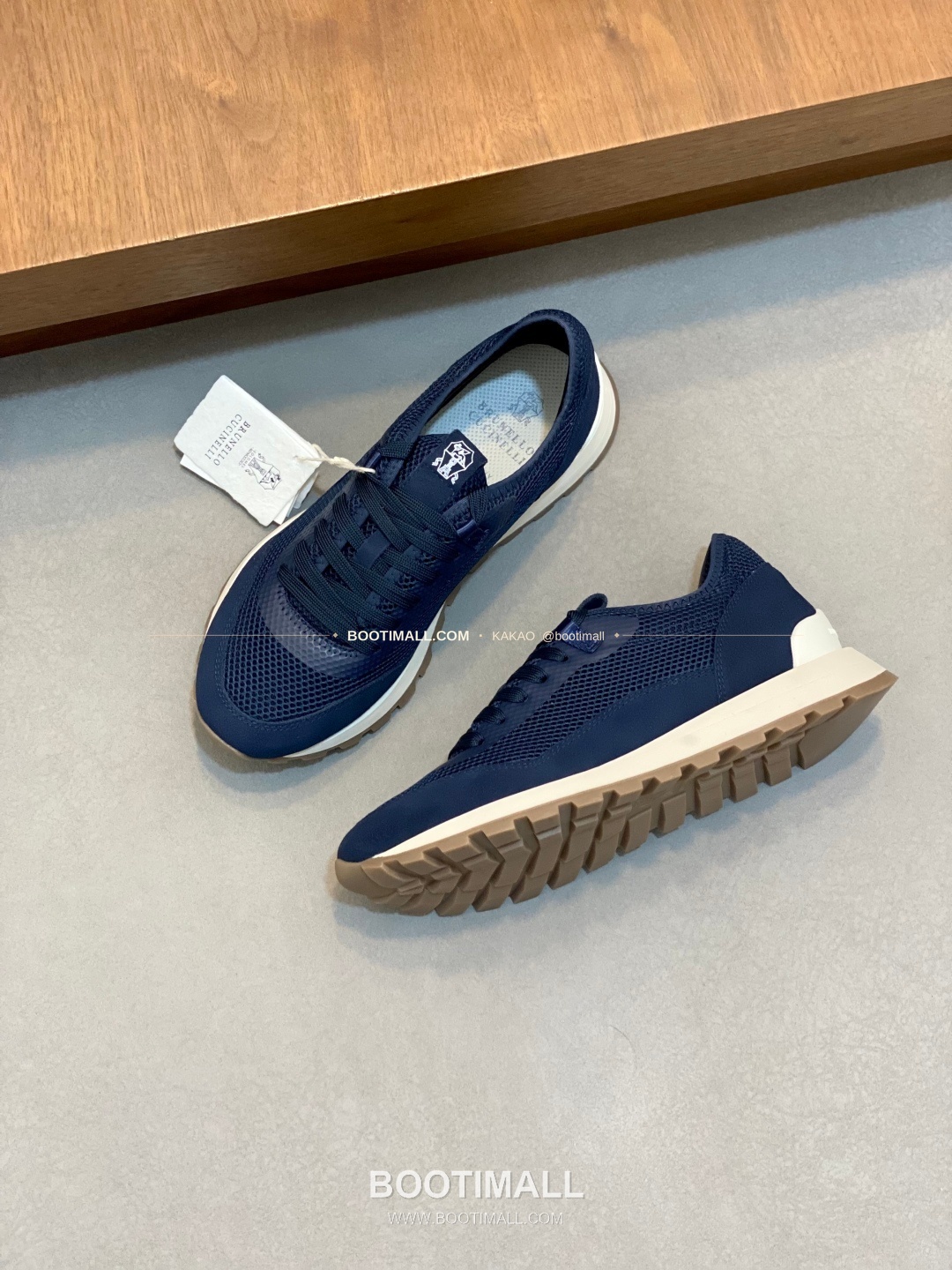 브루넬로쿠치넬리 송아지가죽 스웨이드 레더 믹스 슬립온 스니커즈 네이비 Brunello Cucinelli Calfskin Suede Leather Mix Slip-On Sneakers 5