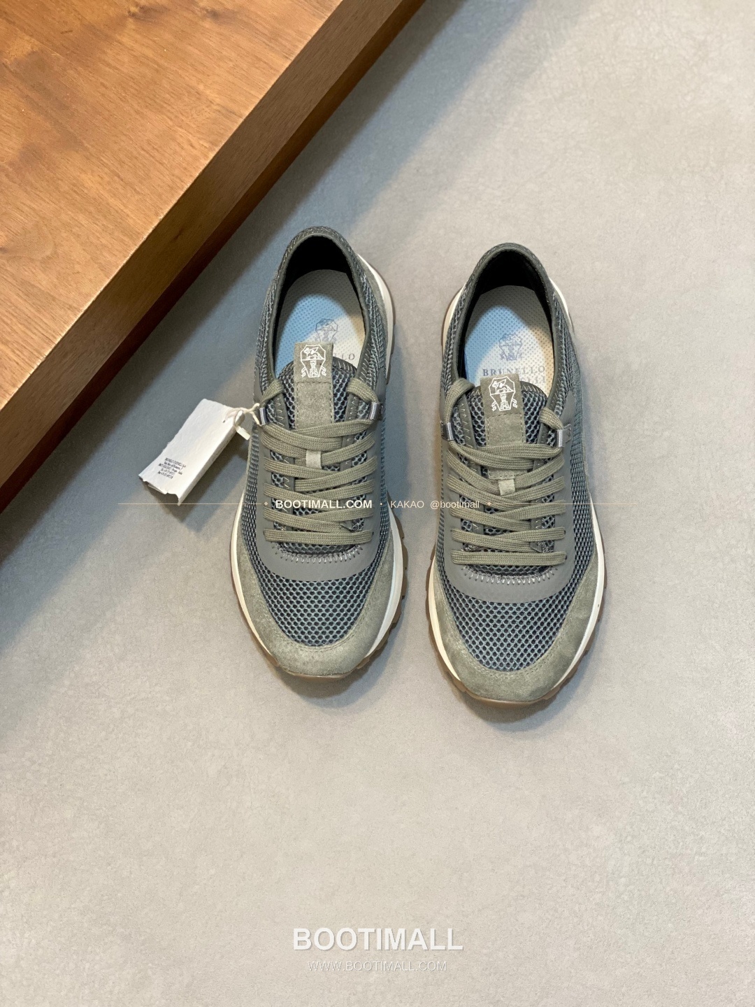 브루넬로쿠치넬리 송아지가죽 스웨이드 레더 믹스 슬립온 스니커즈 그레이 Brunello Cucinelli Calfskin Suede Leather Mix Slip-On Sneakers 1