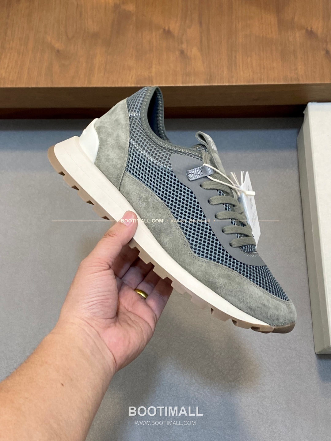 브루넬로쿠치넬리 송아지가죽 스웨이드 레더 믹스 슬립온 스니커즈 그레이 Brunello Cucinelli Calfskin Suede Leather Mix Slip-On Sneakers 4