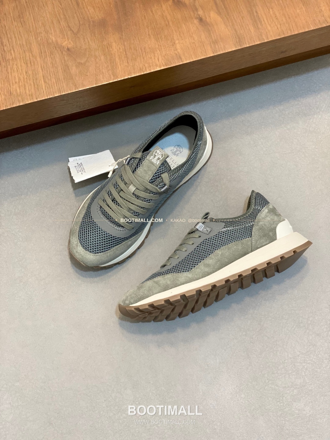 브루넬로쿠치넬리 송아지가죽 스웨이드 레더 믹스 슬립온 스니커즈 그레이 Brunello Cucinelli Calfskin Suede Leather Mix Slip-On Sneakers 5