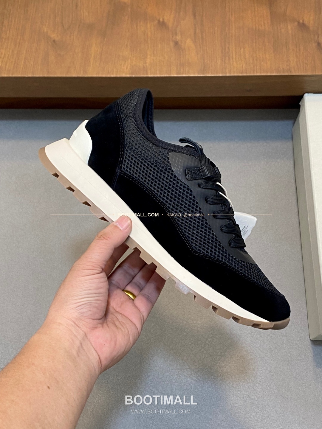 브루넬로쿠치넬리 송아지가죽 스웨이드 레더 믹스 슬립온 스니커즈 블랙 Brunello Cucinelli Calfskin Suede Leather Mix Slip-On Sneakers 4