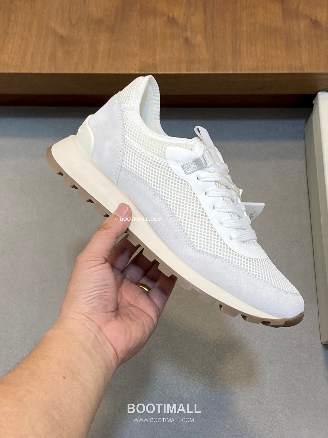 브루넬로쿠치넬리 송아지가죽 스웨이드 레더 믹스 슬립온 스니커즈 화이트 Brunello Cucinelli Calfskin Suede Leather Mix Slip-On Sneakers 4