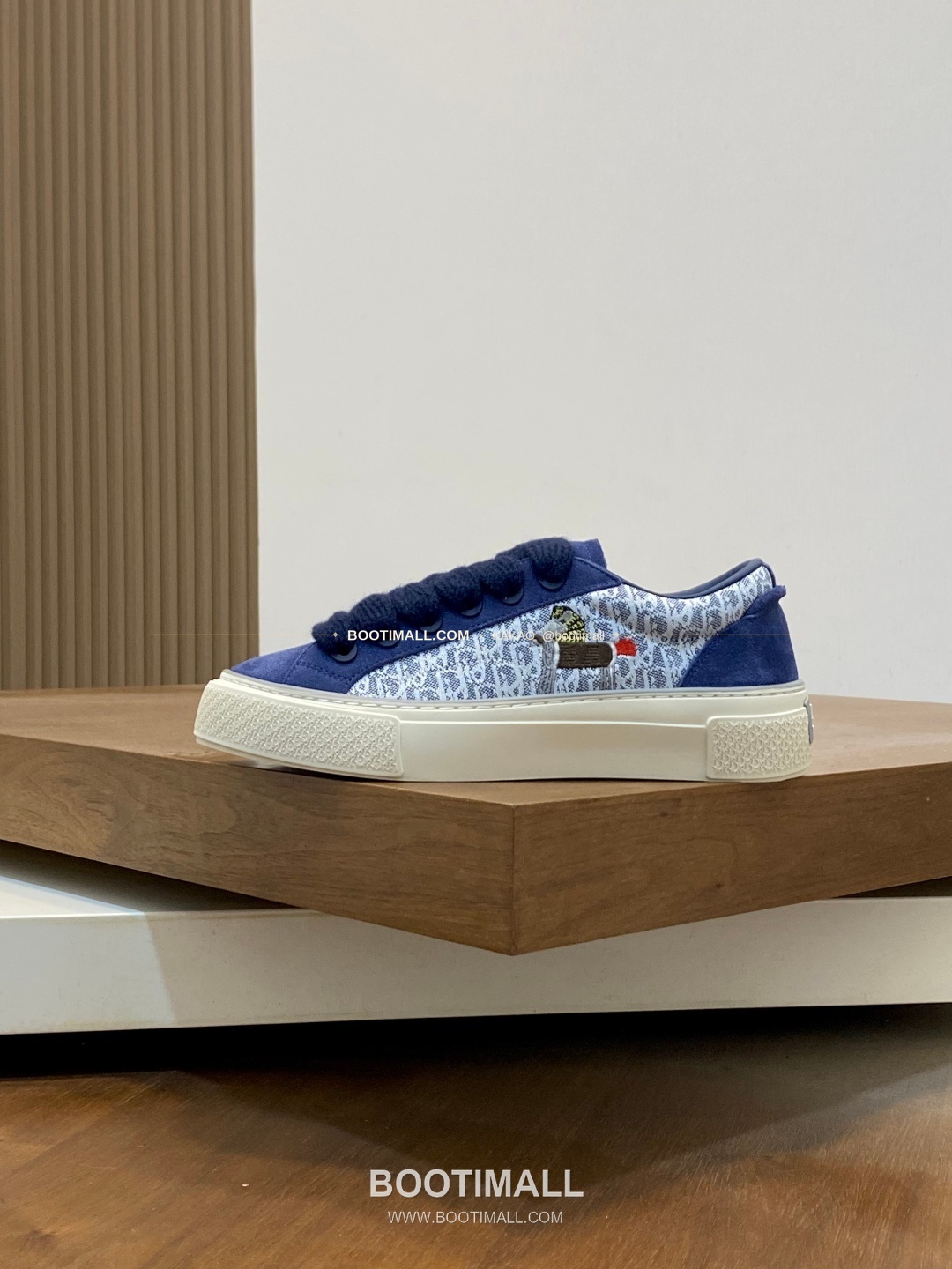 디올 송아지가죽 오블리크 로고 레이스업 스니커즈 네이비 Dior Calfskin Oblique Logo Lace-Up Sneakers 2