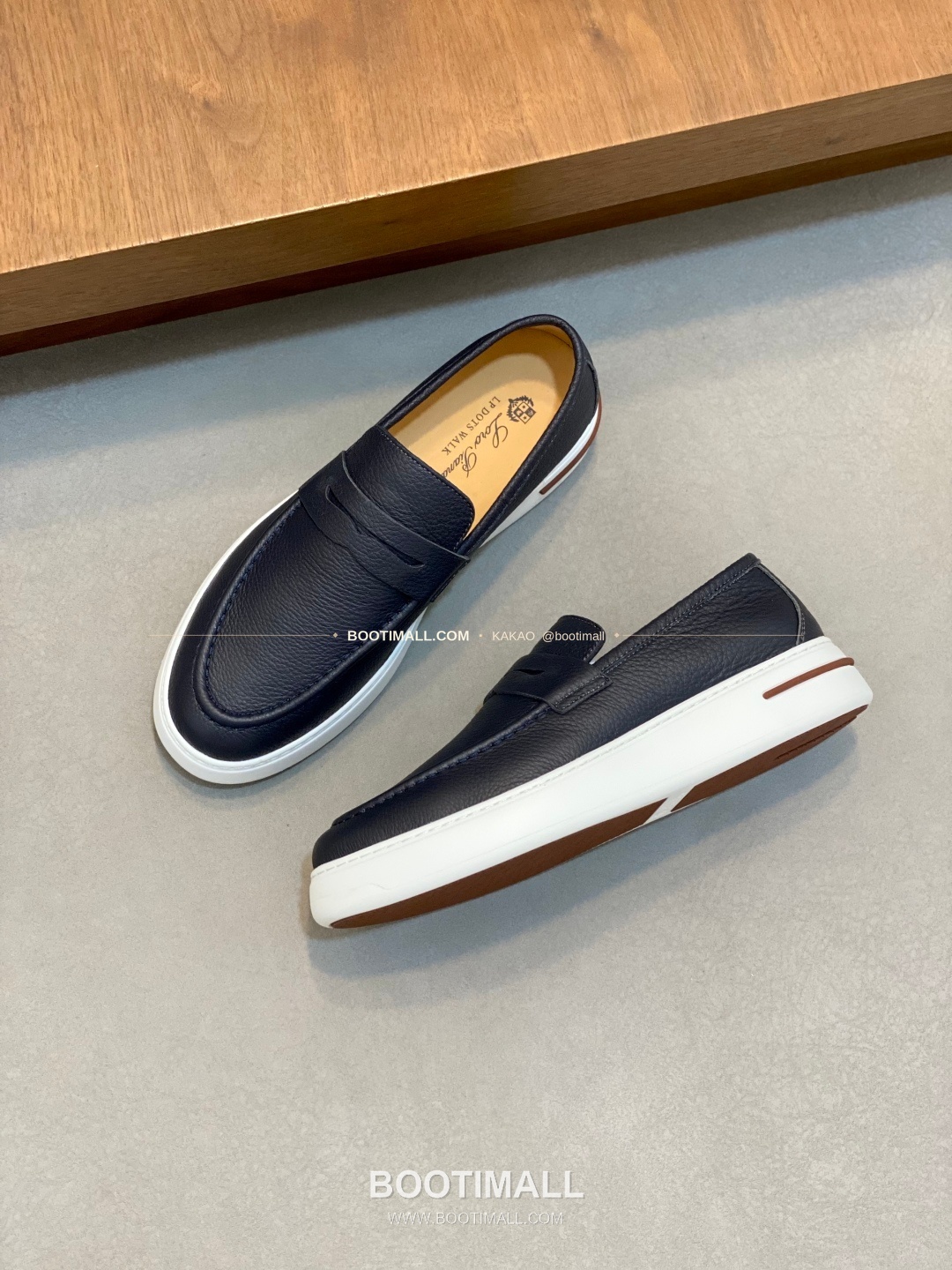 로로피아나 송아지가죽 스웨이드 믹스 로고 슬립온 네이비 Loro Piana Calfskin Suede Mix Logo Slip-On Sneakers 5