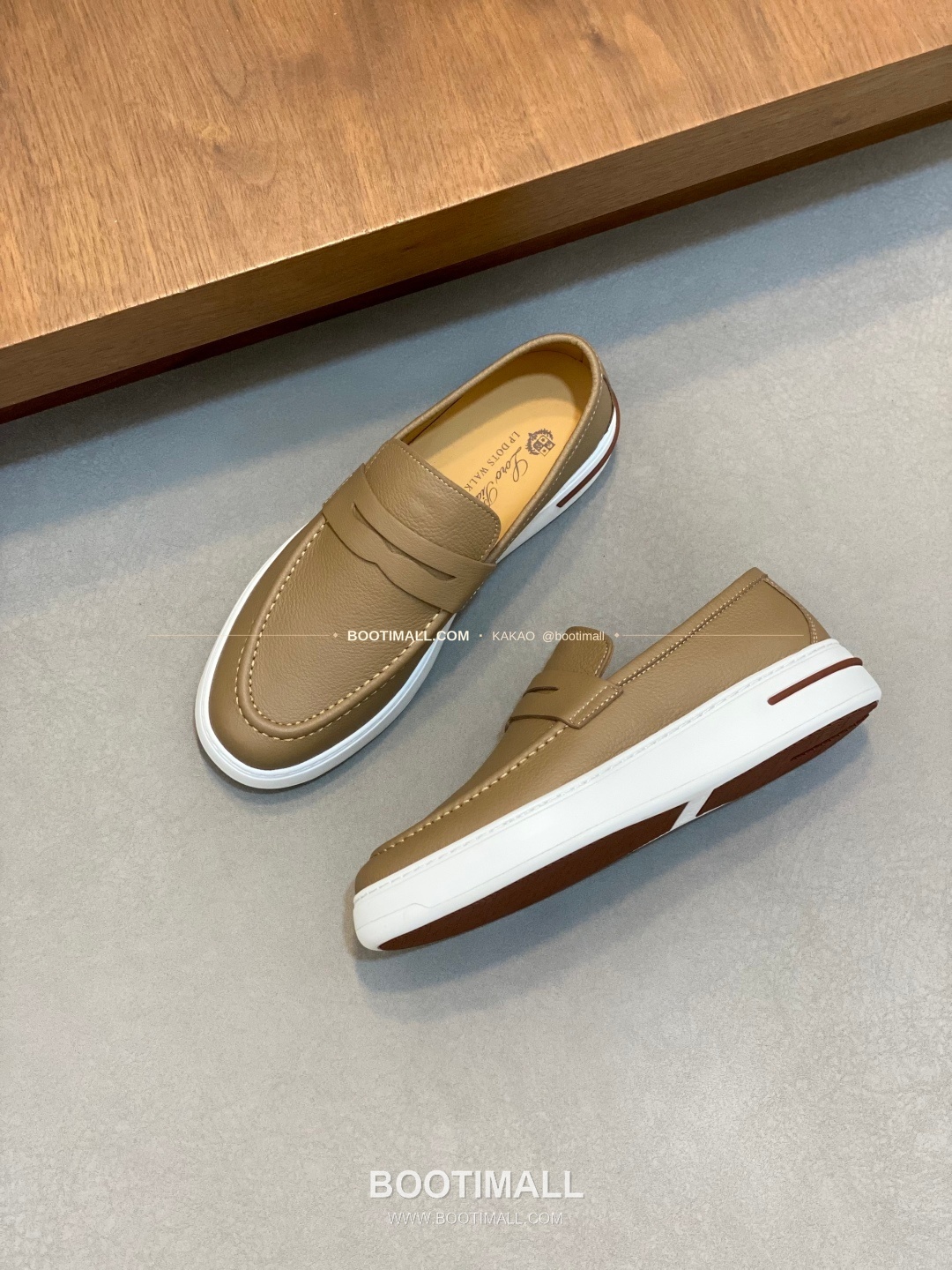 로로피아나 송아지가죽 스웨이드 믹스 로고 슬립온 브라운 Loro Piana Calfskin Suede Mix Logo Slip-On Sneakers 5