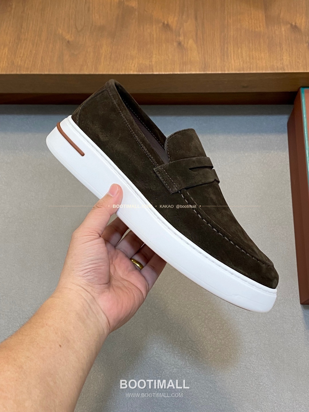 로로피아나 송아지가죽 스웨이드 믹스 로고 로퍼 다크브라운 Loro Piana Calfskin Suede Mix Logo Loafers 4