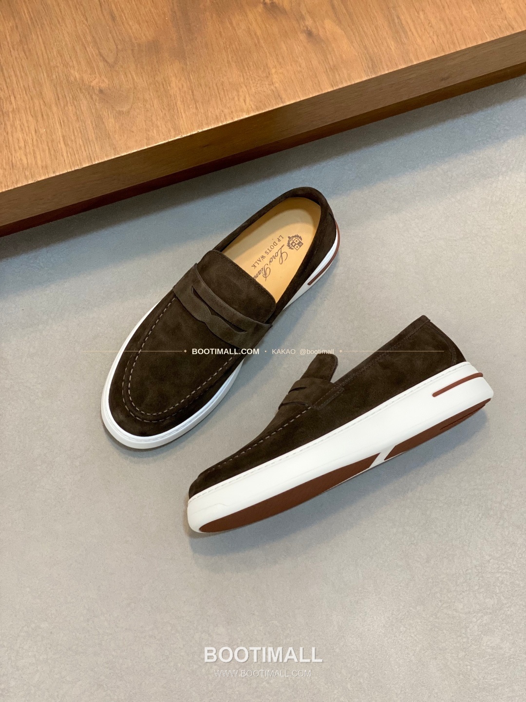 로로피아나 송아지가죽 스웨이드 믹스 로고 로퍼 다크브라운 Loro Piana Calfskin Suede Mix Logo Loafers 5