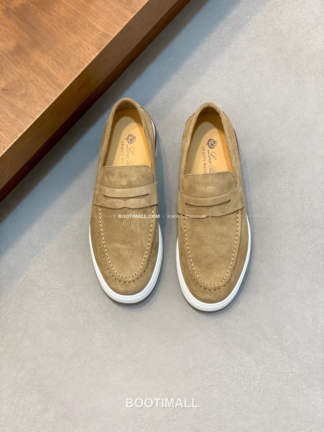 로로피아나 송아지가죽 스웨이드 믹스 로고 로퍼 브라운 Loro Piana Calfskin Suede Mix Logo Loafers 1