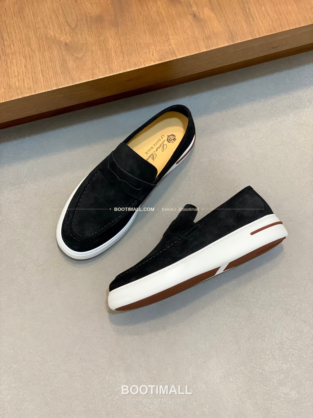 로로피아나 송아지가죽 스웨이드 믹스 로고 로퍼 블랙 Loro Piana Calfskin Suede Mix Logo Loafers 5