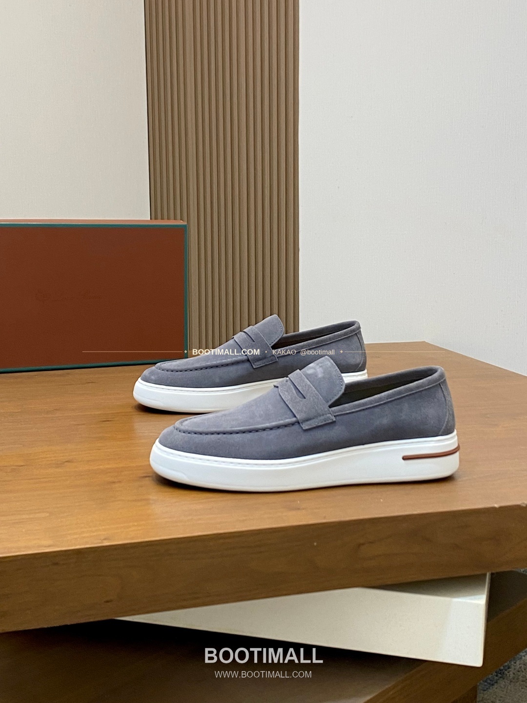 로로피아나 송아지가죽 스웨이드 믹스 로고 로퍼 그레이 Loro Piana Calfskin Suede Mix Logo Loafers 3