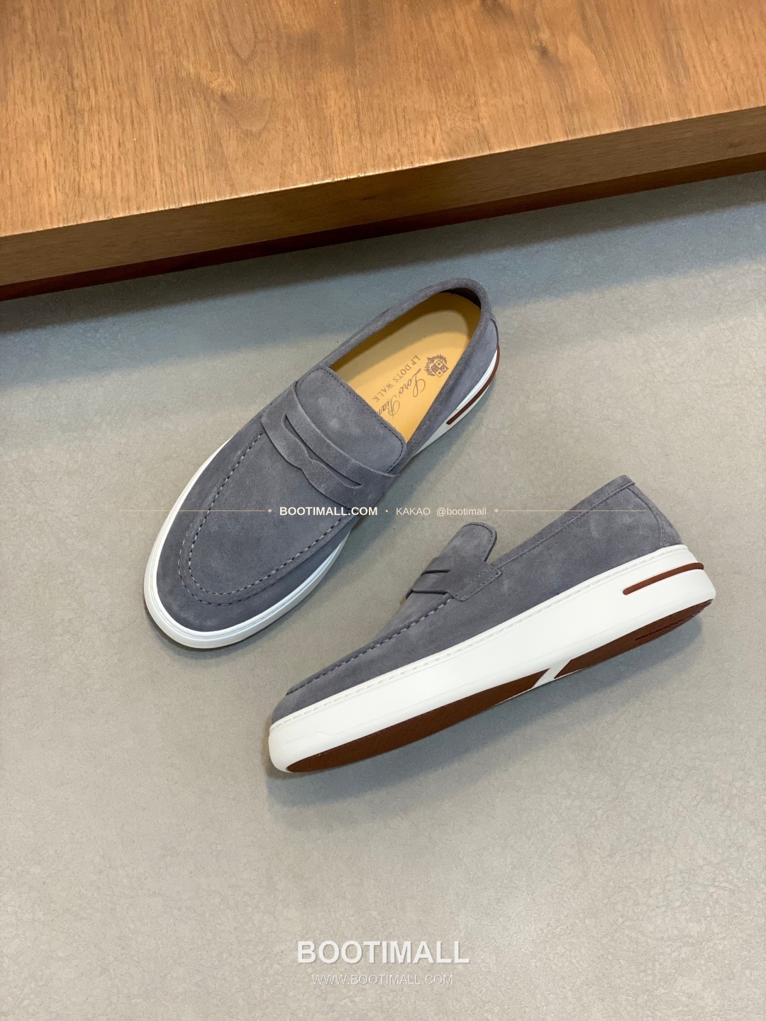 로로피아나 송아지가죽 스웨이드 믹스 로고 로퍼 그레이 Loro Piana Calfskin Suede Mix Logo Loafers 5