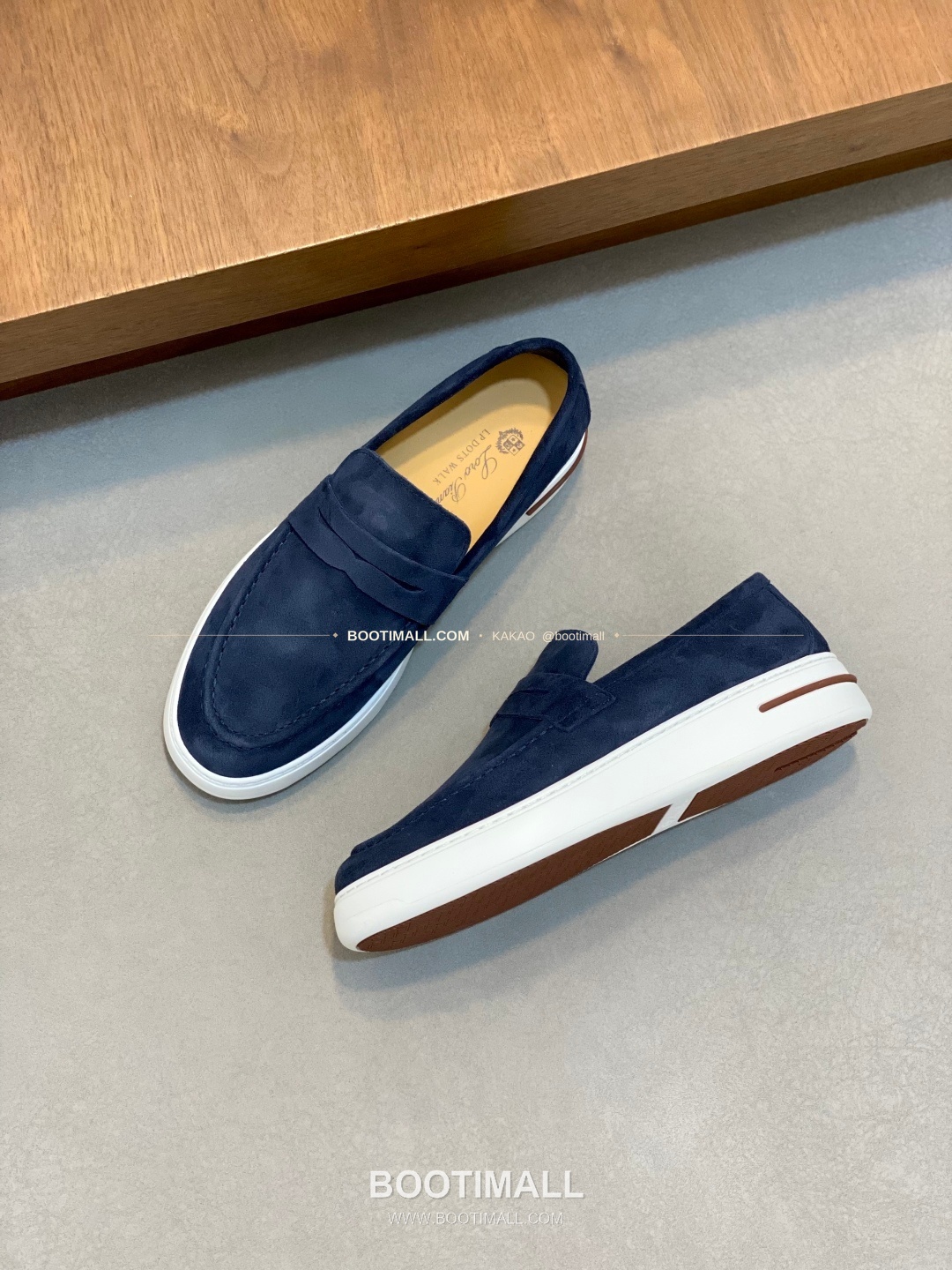 로로피아나 송아지가죽 스웨이드 믹스 로고 로퍼 네이비 Loro Piana Calfskin Suede Mix Logo Loafers 5