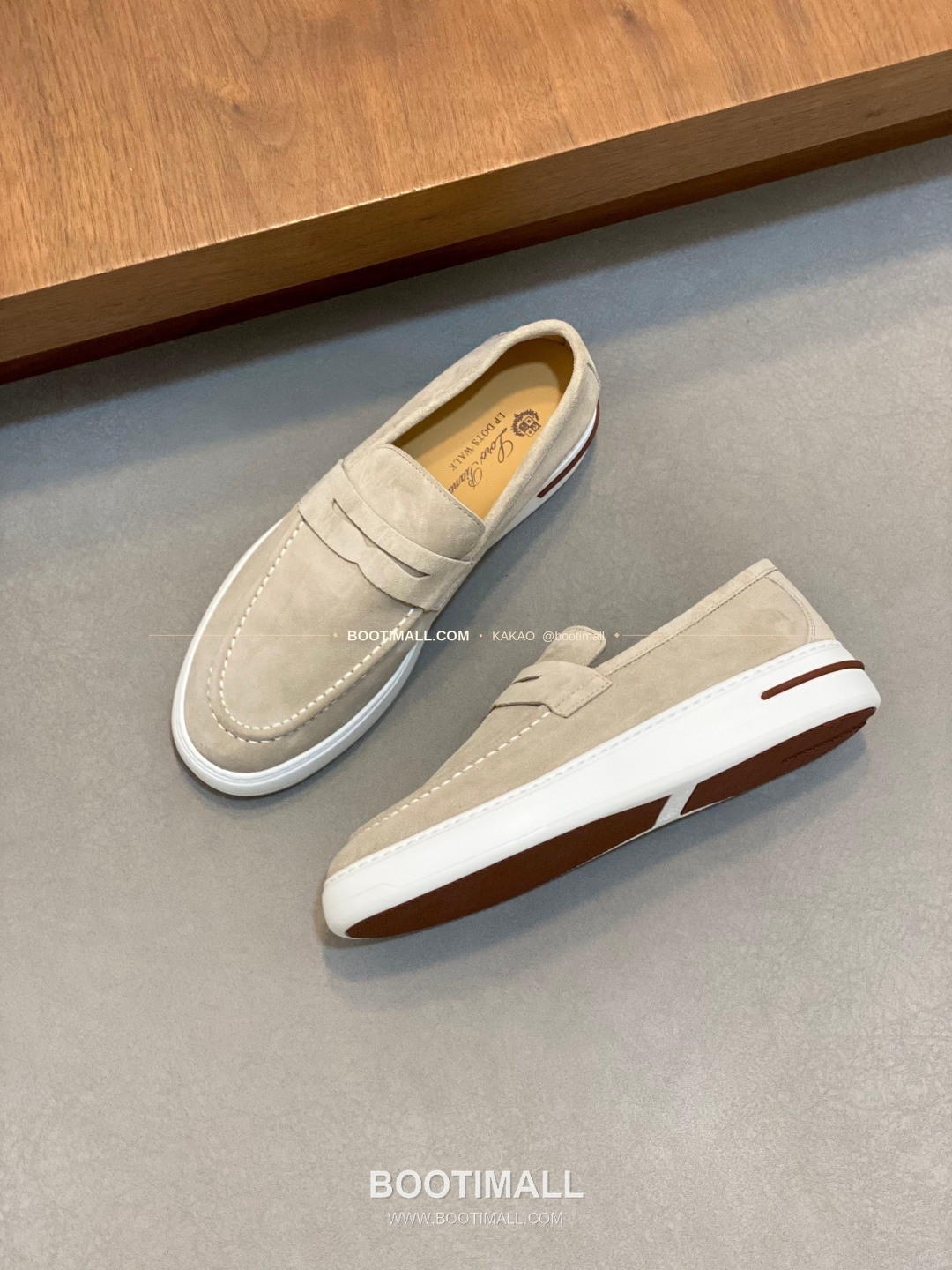 로로피아나 송아지가죽 스웨이드 믹스 로고 로퍼 아이보리 Loro Piana Calfskin Suede Mix Logo Loafers 5