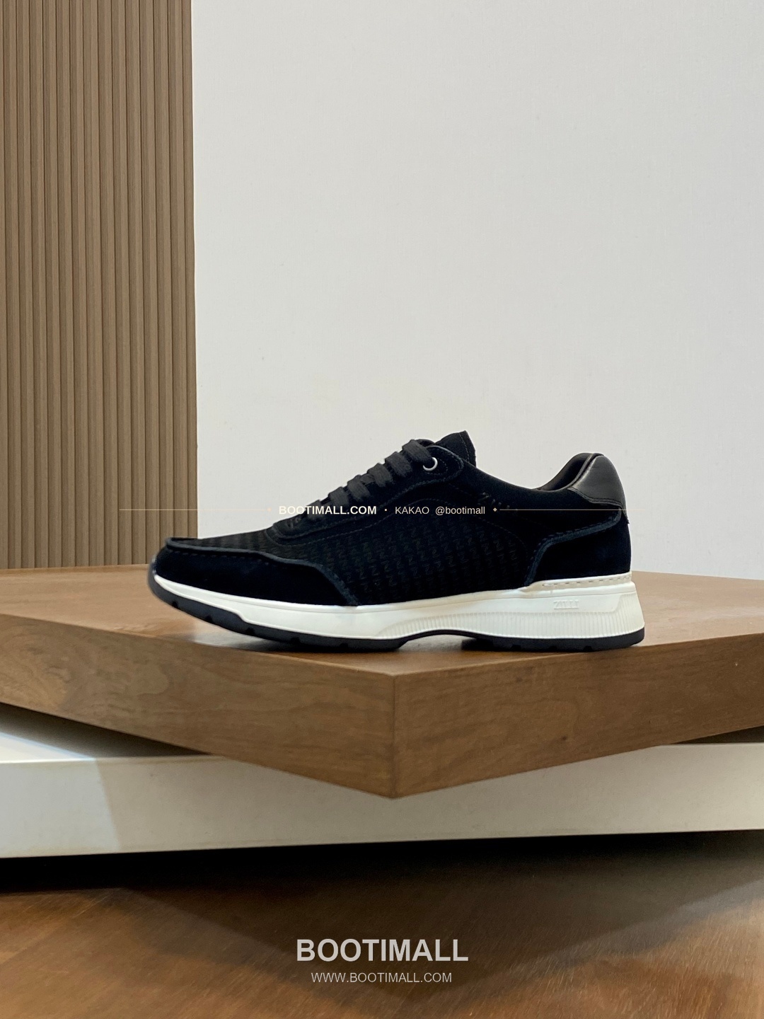 질리 그레인가죽 로고 레이스업 스니커즈 블랙 ZILLI Grained Calfskin Logo Lace-Up Sneakers 2