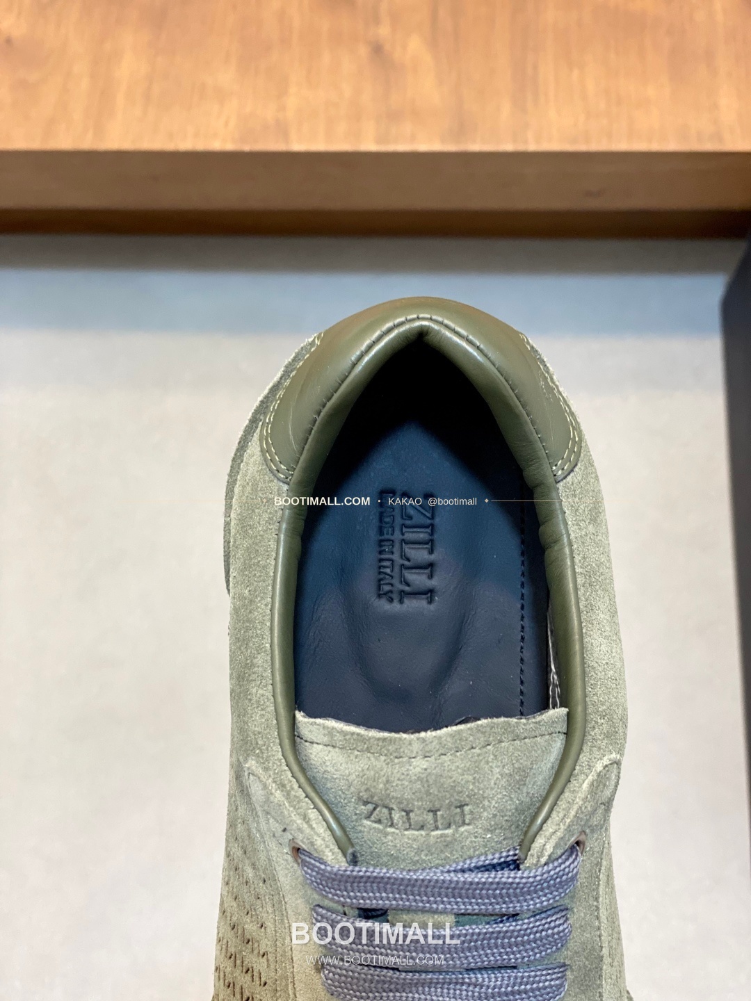 질리 그레인가죽 로고 레이스업 스니커즈 카키 ZILLI Grained Calfskin Logo Lace-Up Sneakers 7