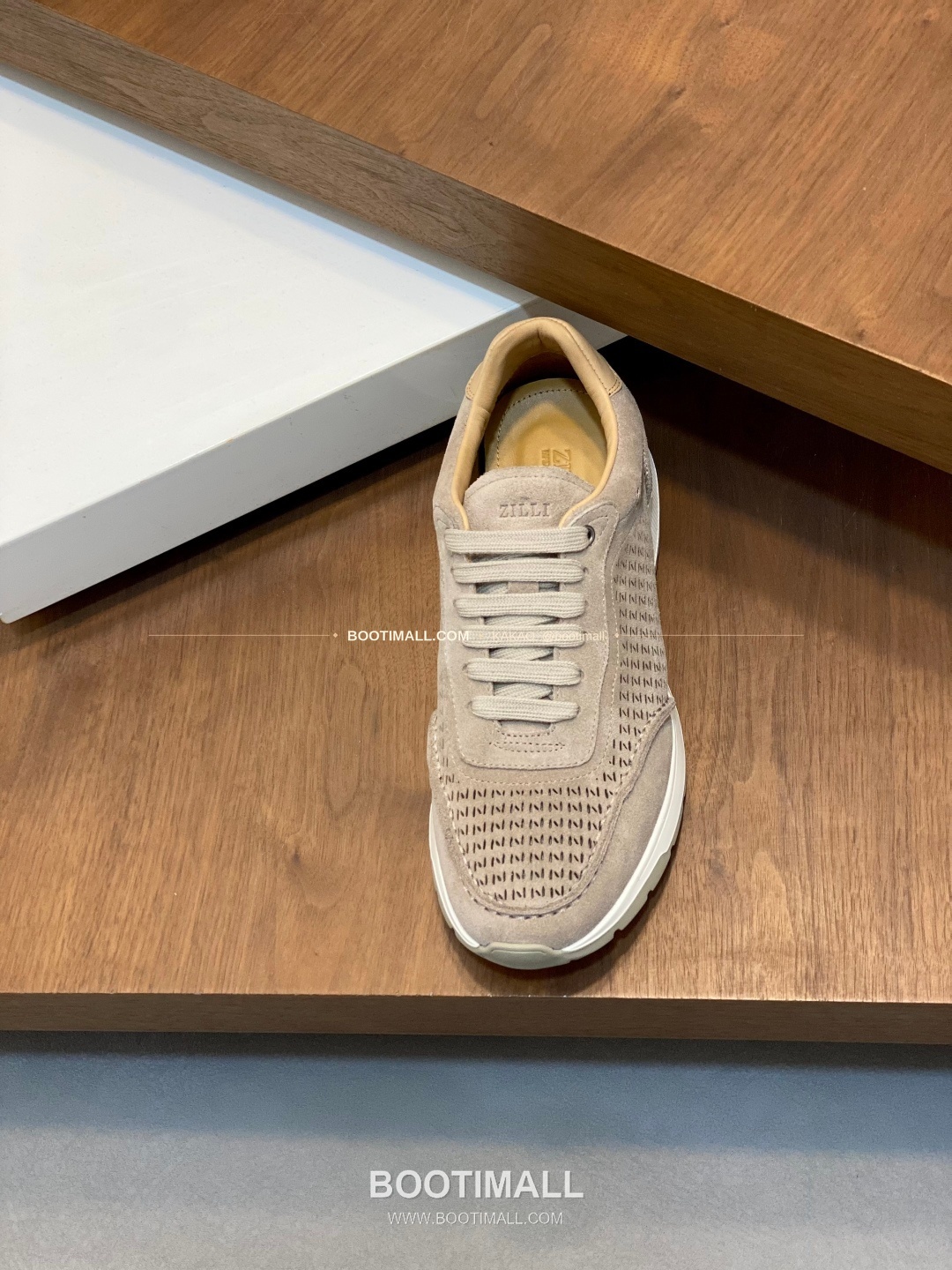 질리 그레인가죽 로고 레이스업 스니커즈 베이지 ZILLI Grained Calfskin Logo Lace-Up Sneakers 6