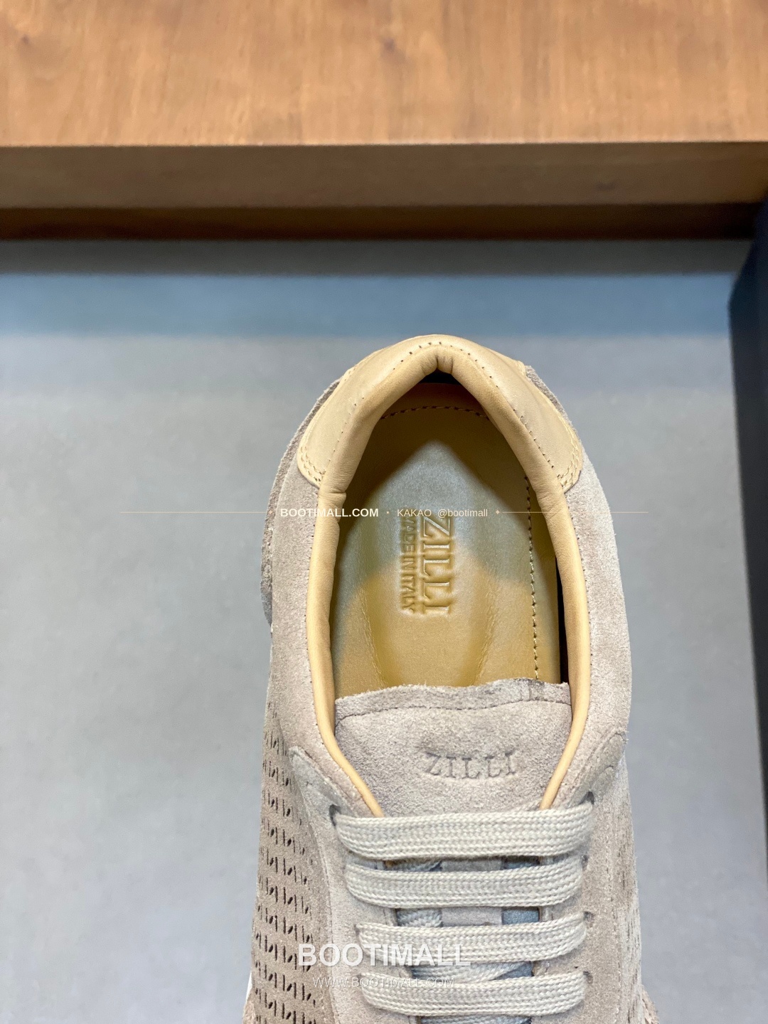 질리 그레인가죽 로고 레이스업 스니커즈 베이지 ZILLI Grained Calfskin Logo Lace-Up Sneakers 7