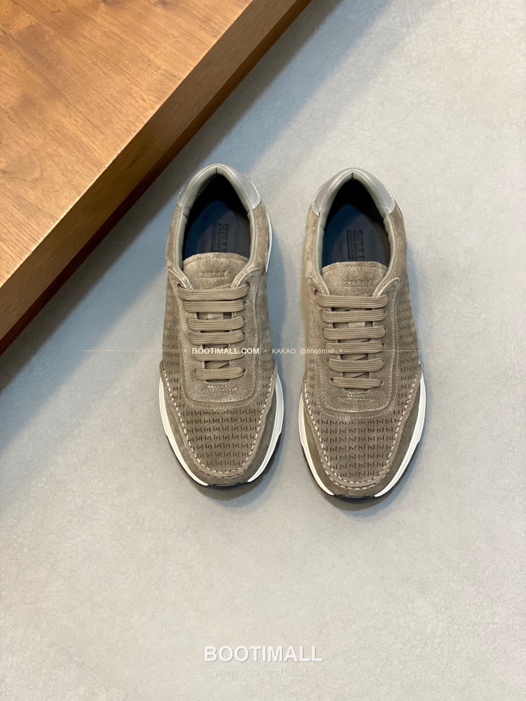 질리 그레인가죽 로고 레이스업 스니커즈 브라운 ZILLI Grained Calfskin Logo Lace-Up Sneakers 1